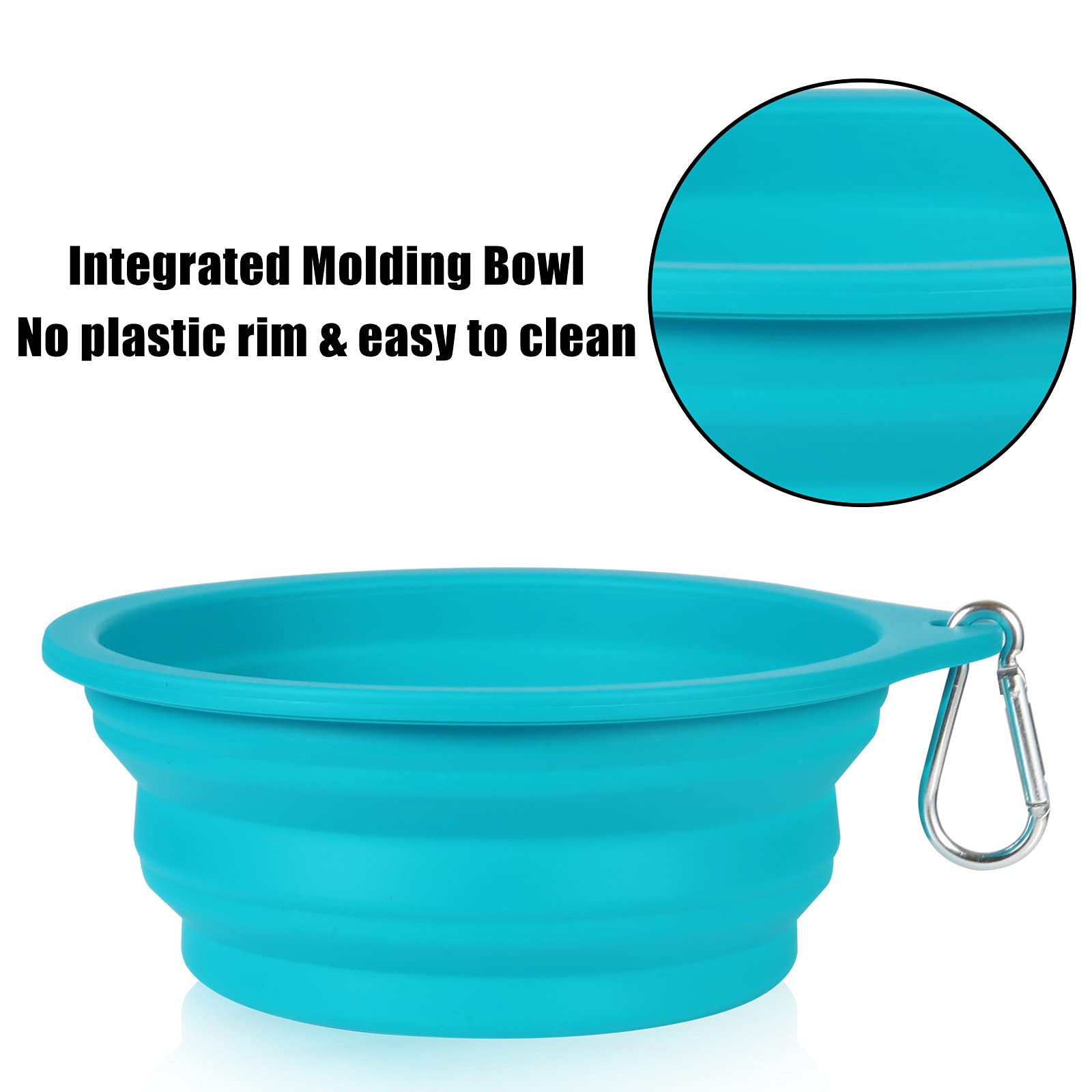 SLSON 2Pack Collapsible Dog Bowl,Integrated Molding Travel Bowl No Plastic Rim Pet Feeding Bowls for Walking Traveling Outdoors,