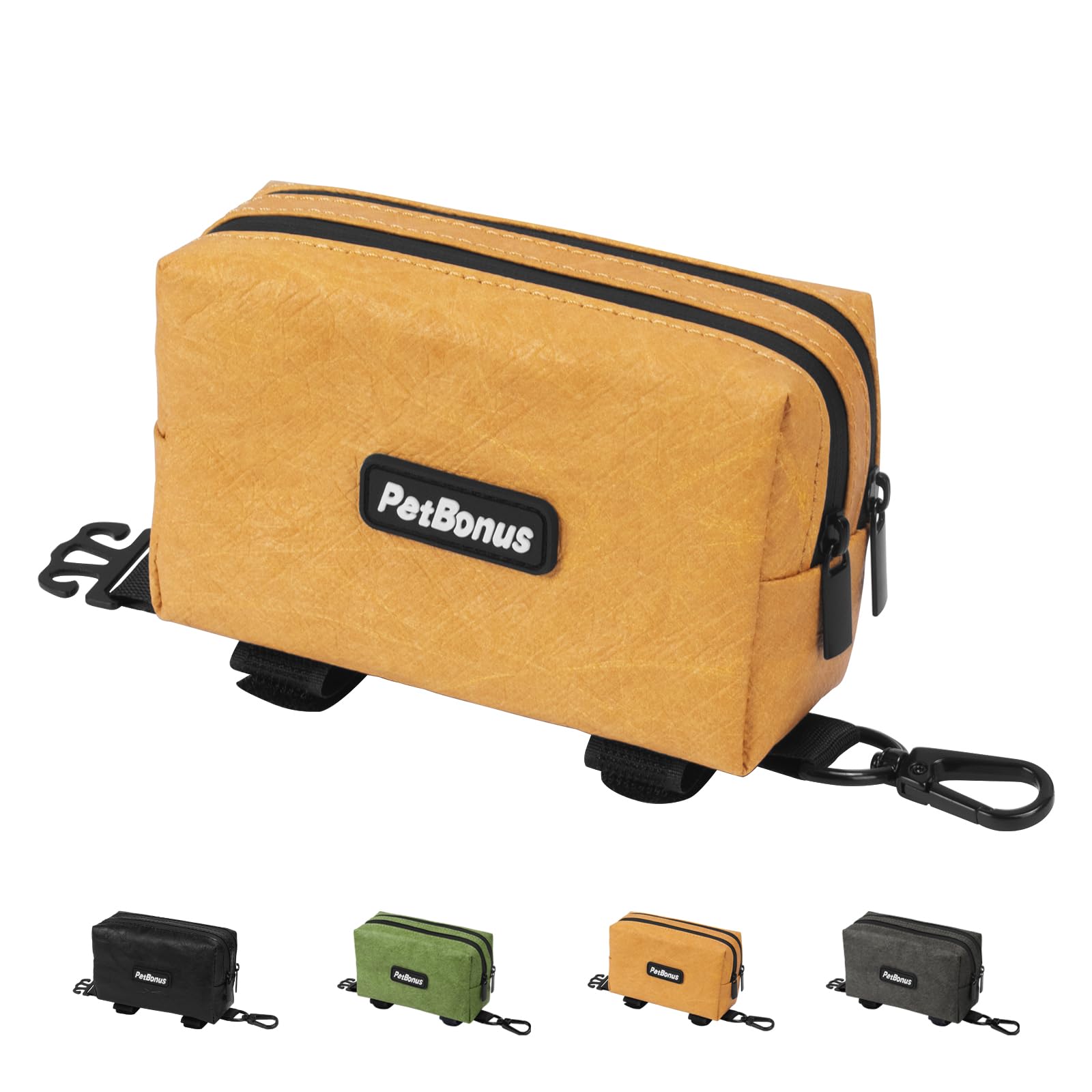 Petbonus Waterproof Dog Poop Bag Holder For Leashes, Portable Pet Waste Bag Dispenser, 2 Pouches For Treat Holder And Walking Ac