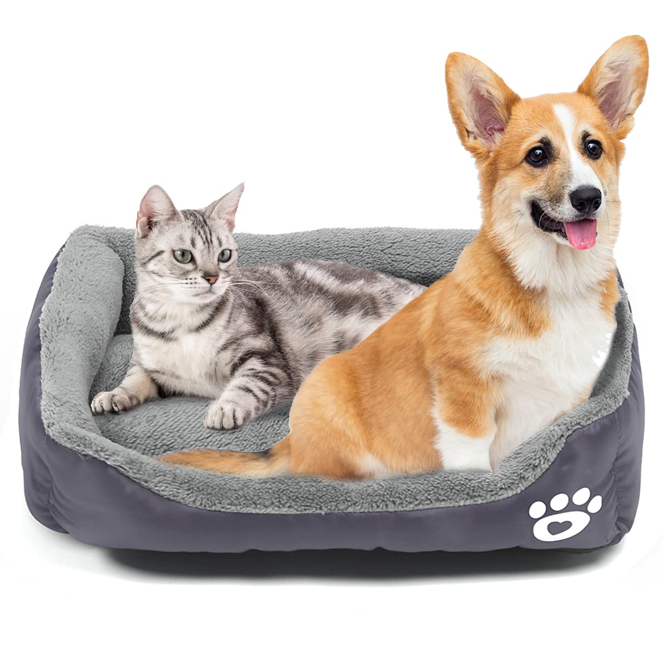 Forever Lover Dog Bed For Under Medium Dogs, Soft Washable Pet Puppy Dogs And Cats Winter Bed From (Grey)