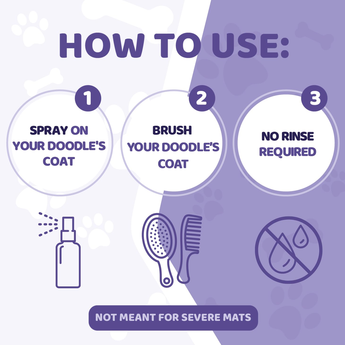 Dood Woof Dog Detangler Spray Dematting For Doodle | Natural Dog Leave In Conditioner Spray For Grooming And Mat Removal | Detan