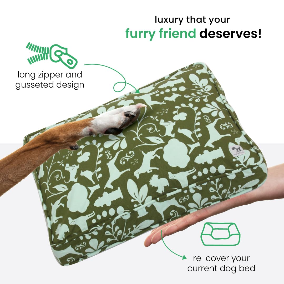 Molly Mutt Small Dog Bed Cover, Amarillo By Morning, Olive Green & Light Blue