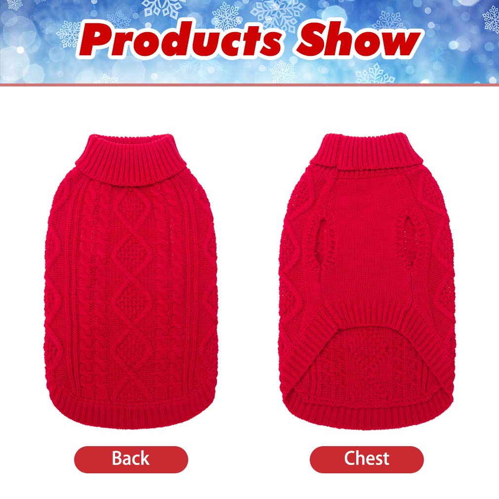 Bingpet Dog Knitted Sweaters - Turtleneck - Classic Cable Knit Dog Jumper Coat Warm Sweartershirts Outfits For Dogs Cats In Autu