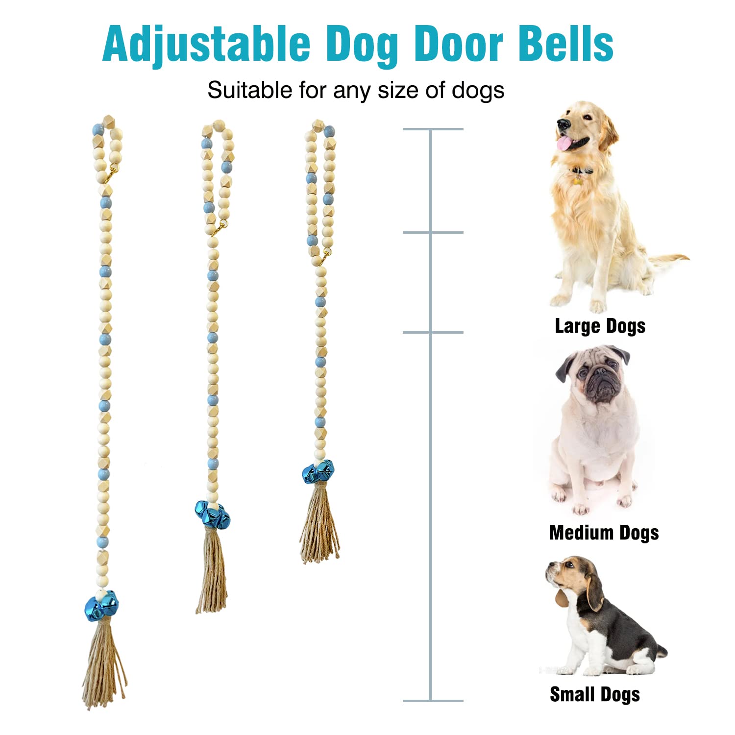 Idolpet Hanging Dog Door Bells, Potty Training Doorbells For Dogs And Puppies - Antique Bells, Training Adjustable Dog Bell For