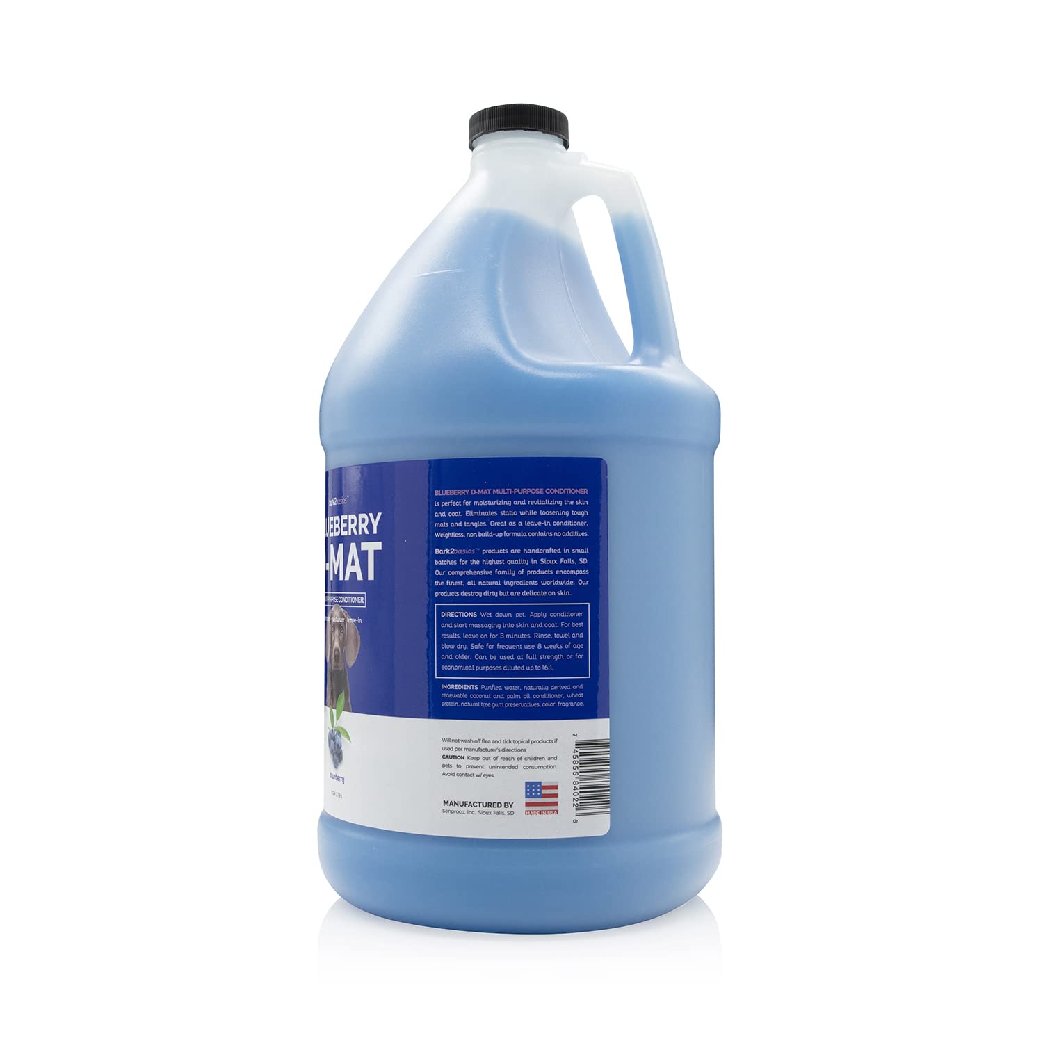 Bark2Basics Blueberry D-Mat Dog Conditioner, 1 Gallon - All Natural, Multi-Purpose, Static Eliminating, Loosens Mats & Aids Deshedding