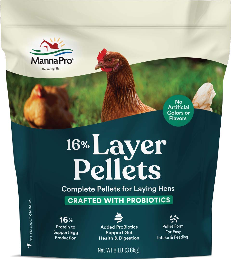 Manna Pro Layer Pellets Chicken Feed, 16% Protein Complete Feed for Laying Hens with Probiotics for Digestive Health, Nutrient-R
