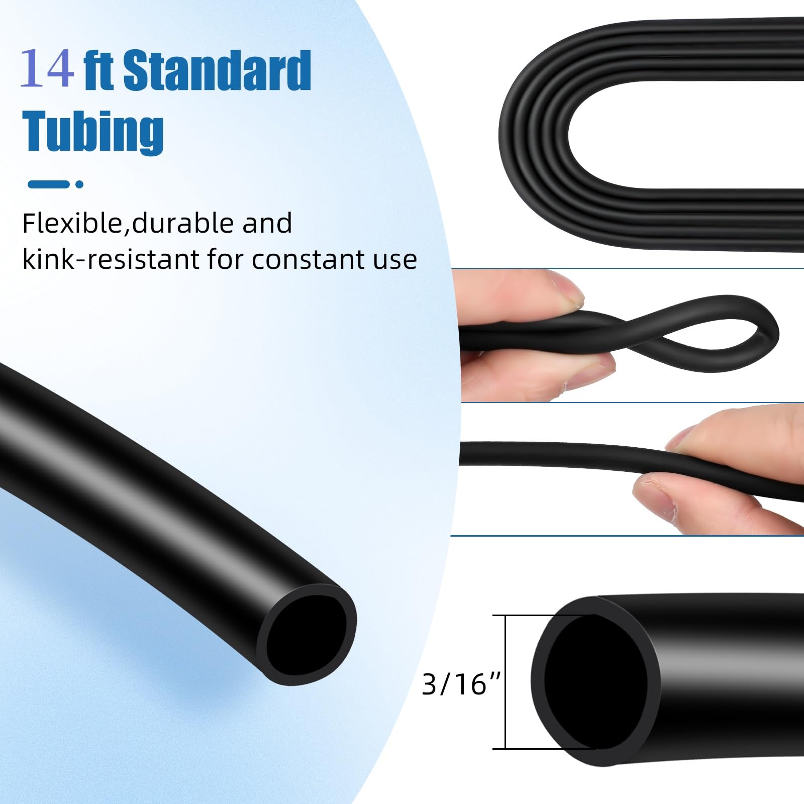 AQUANEAT 14Feet Aquarium Airline Tubing, Standard 3/16 '' Tubing, Air Pump Accessories,with Air Stones, Check Valves, Suction Cu