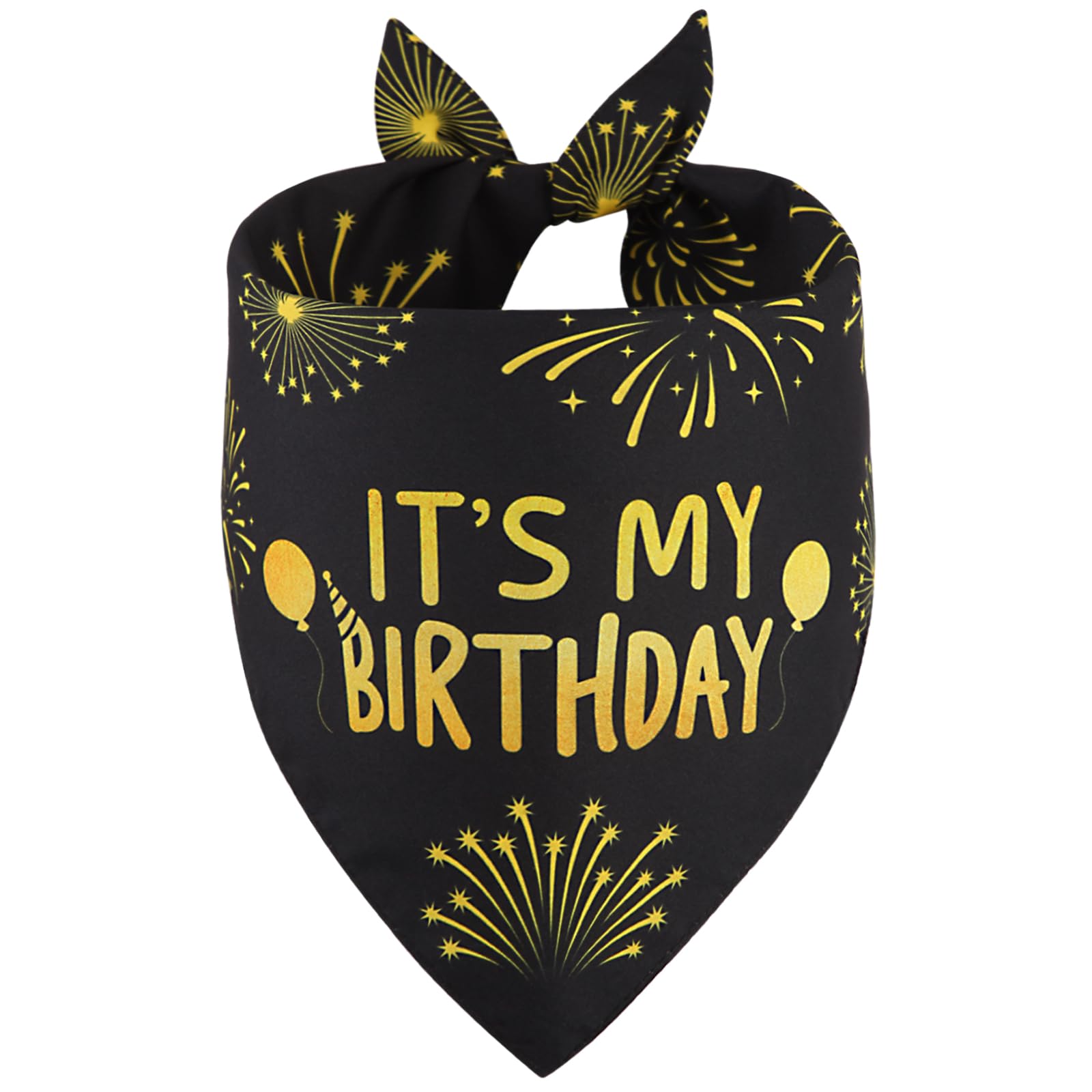 Ququle Dog Birthday Bandana Boy Black Xlarge 1Pcs, Durable Triangle Reversible Scarf Bibs Handkerchief For Puppy Pet