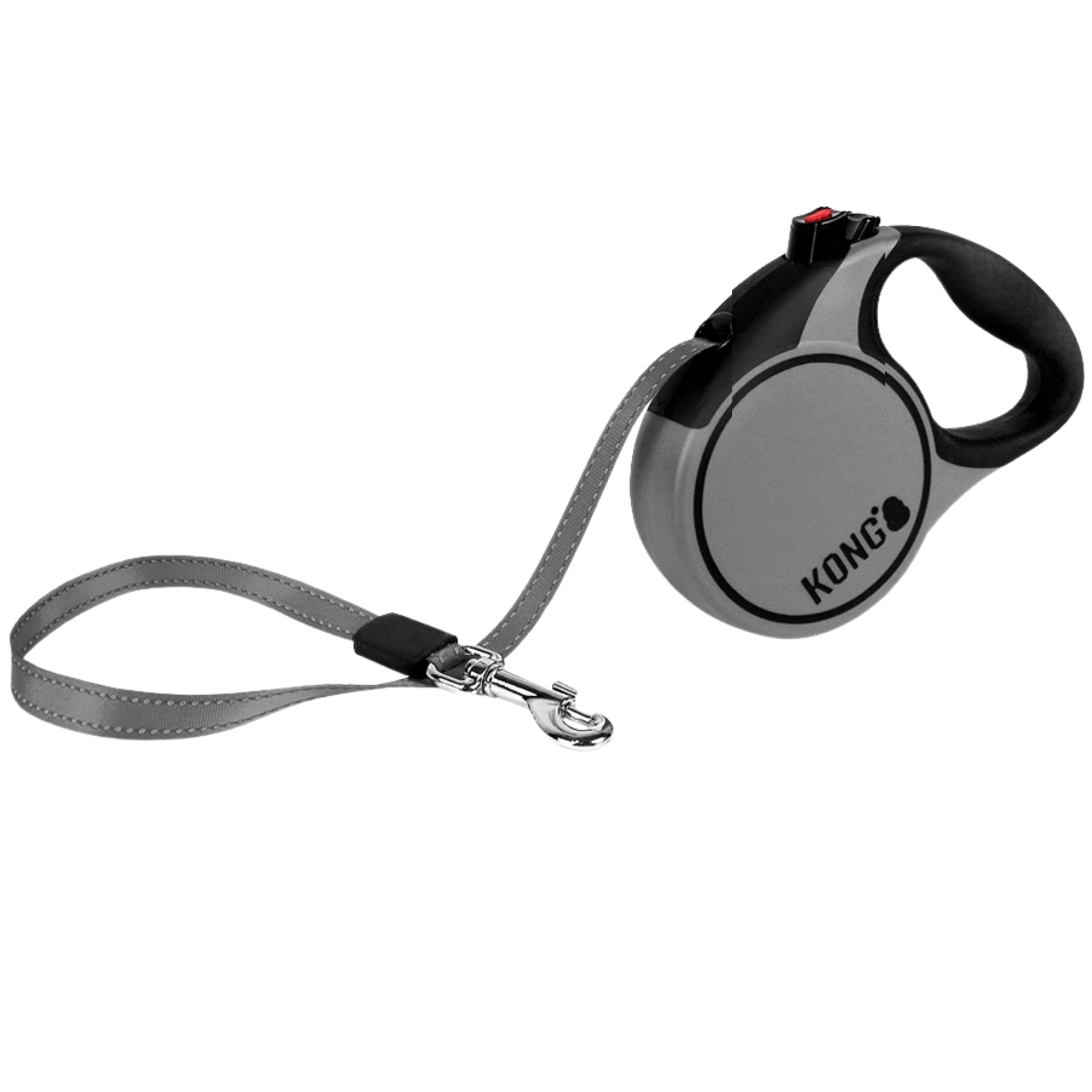 Alcott KONG Terrain Retractable Dog Leash, Medium, Grey, 16' Long.