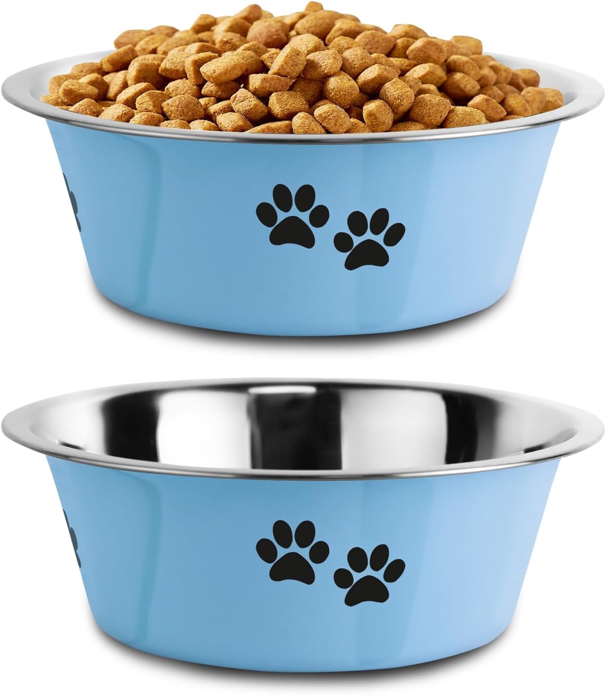 Stainless Steel Dog Bowls, Nonslip Rubber Bottom No Spill Proof Skid Metal Insulated Dog Bowls For Large Medium Small Breed Dogs