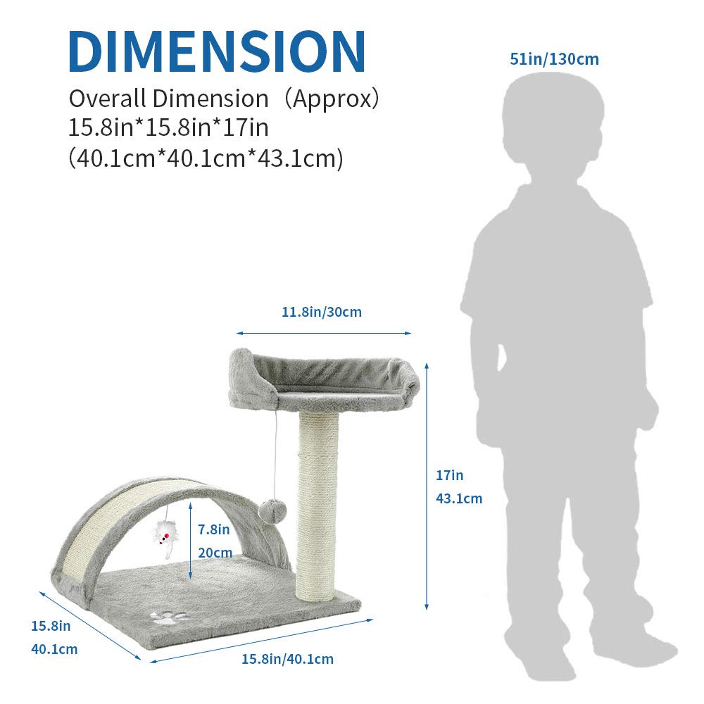 Scratchme Cat Tree, Multi-Level Cat Tower House Condo With Scratching Posts & Hammock For Medium & Small Cats