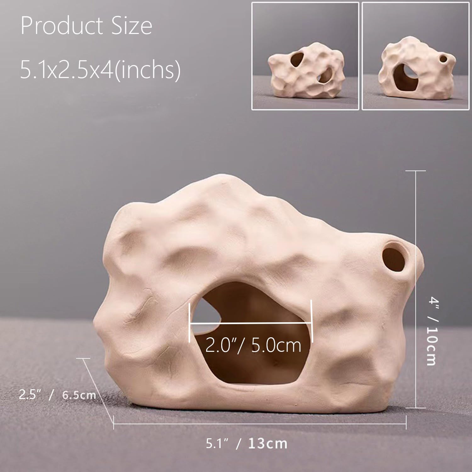 SpringSmart Aquarium Decor Rock Cave for Fish Shrimp Turtle Crab, Betta Fish Tank Decorations Ceramic Hiding Stone, Fish Bowl La