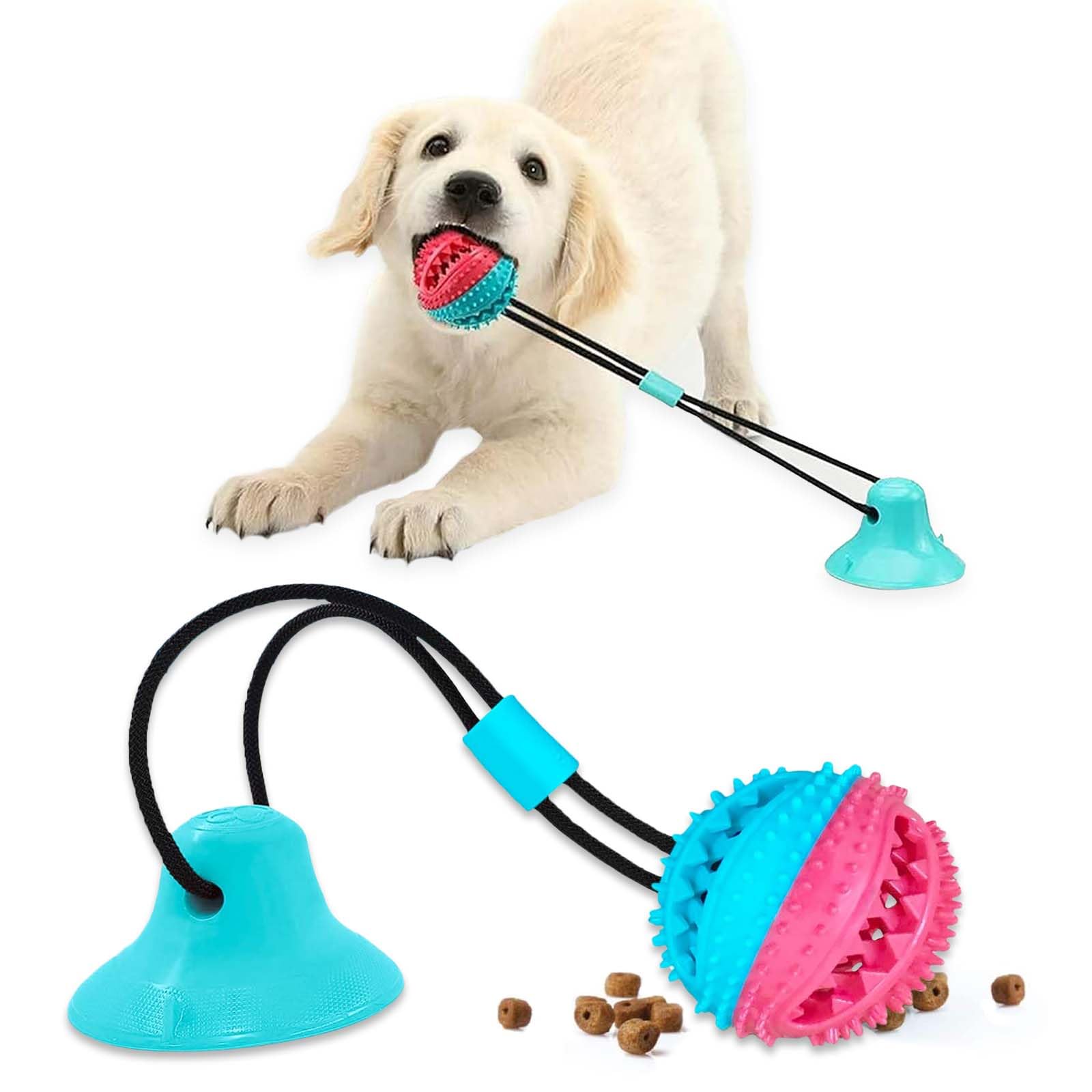 Pet Central Interactive Dog Toys  Suction Cup Dog Chew Toy for Aggressive Chewers  Treat Dispensing Squeaky Toy for Stimulatio