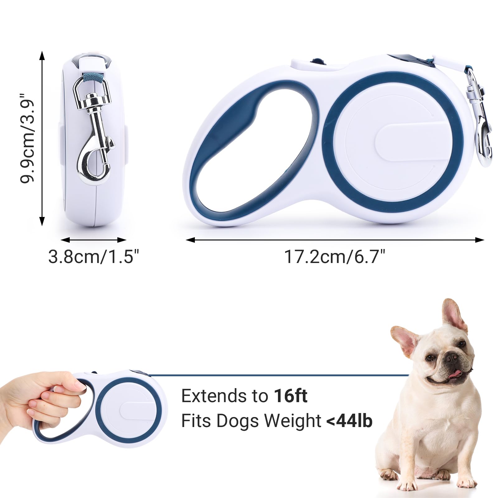 Segarty Extendable Leash, 16Ft Heavy Duty Walking Dog Retractable Leash For Medium Small Dogs Up To 44Lb, Anti-Slip Handle 360Ta