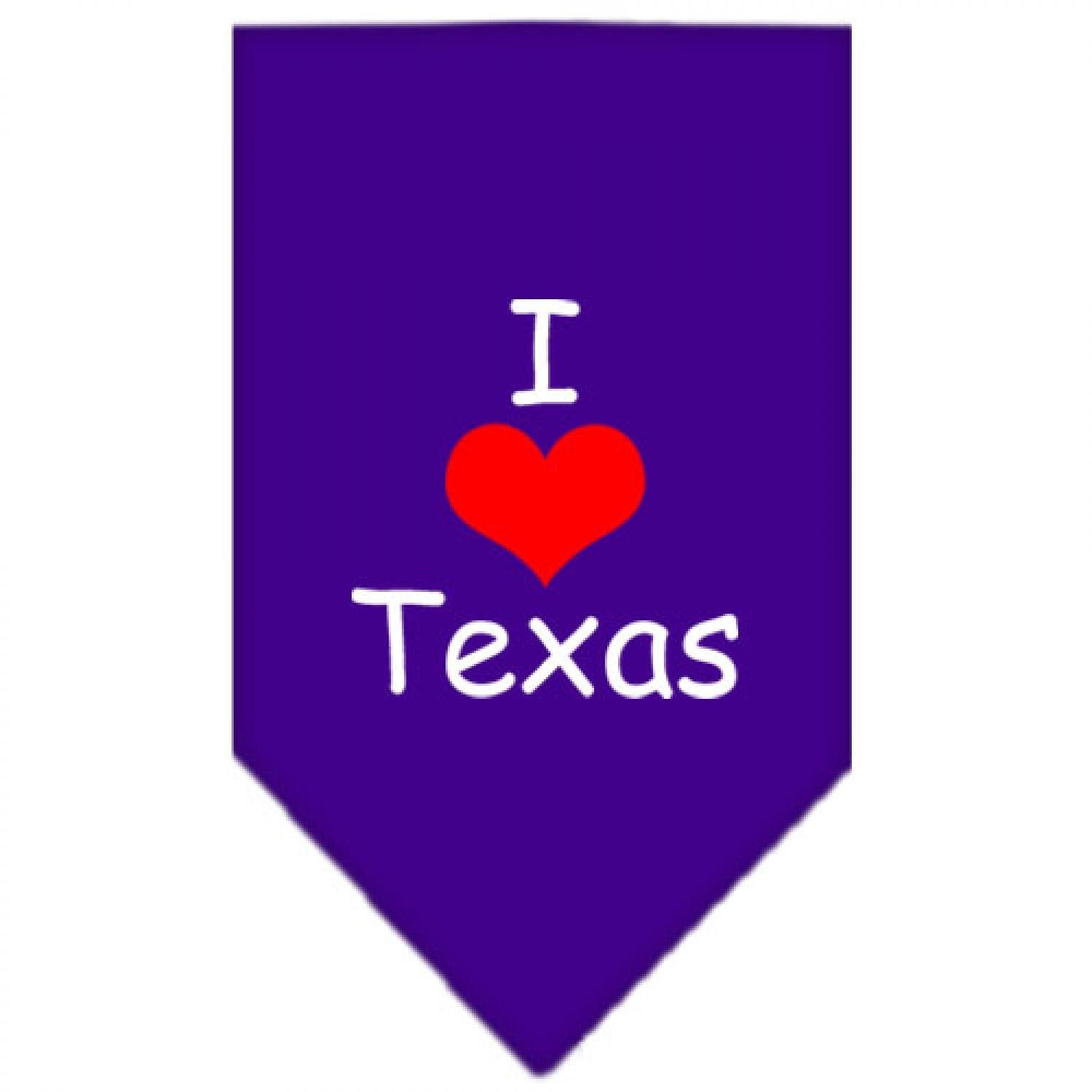 Mirage Pet Products I Heart Texas Screen Print Bandana for Pets, Large, Purple