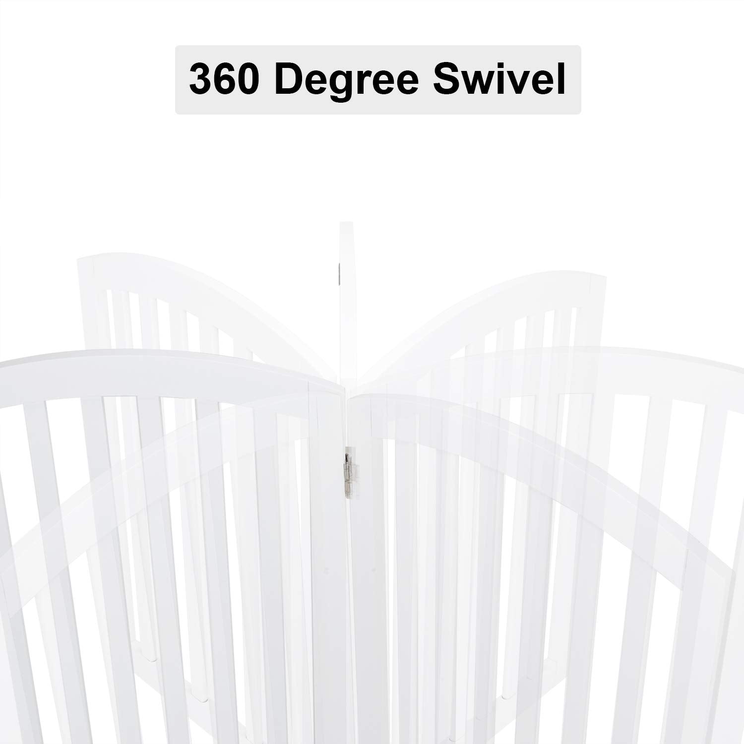 Bonnlo 30'' Tall White Freestanding Dog Gates For Doorways, Trifold Pet Gate Step Over Foldable Gate, Wooden 3 Panel Pet Gate Ch