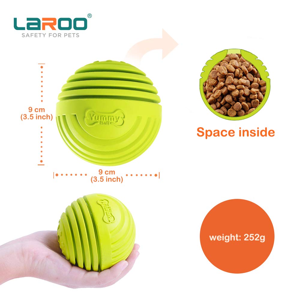 LaRoo Dog Feeder Puzzle Toy Ball, Natural Rubber Dog Chew Toy Snack Dispenser, Bite Resistant Interactive Dog Toy Treat Dispensi