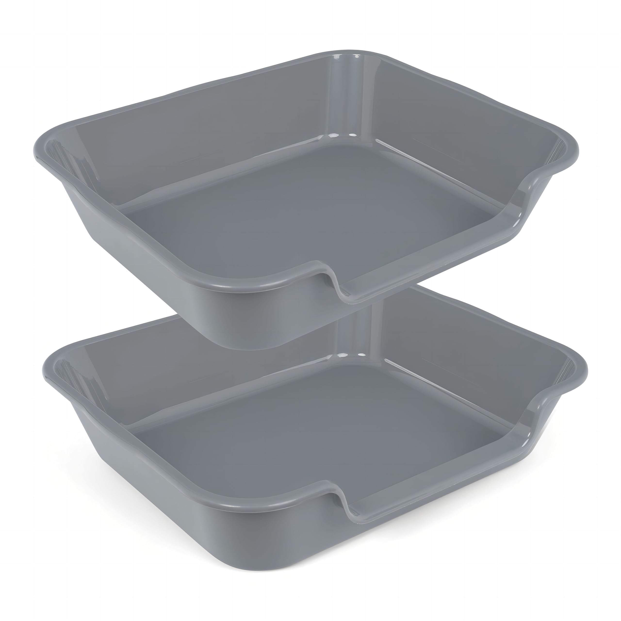 2 Pack Extra Large Dog Litter Box Pan Tray (ABS Material), Low Entry Jumbo Senior Litter Boxes for Multiple Kitten Big Cats, Pet