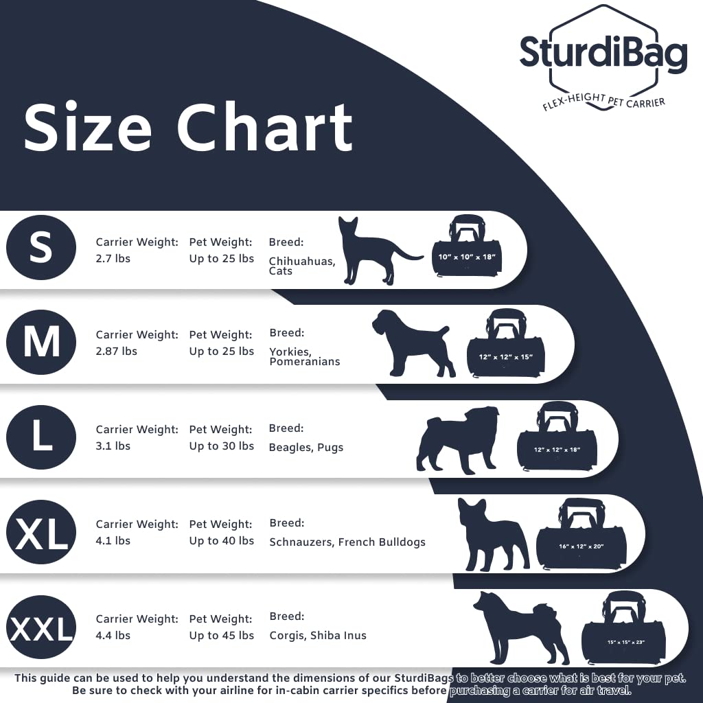 Sturdibag Xl Pet Travel Carrier: Flexible Height For Cat And Dog Soft Sided With Safety Clips And Seatbelt Straps | Smoke, 20''
