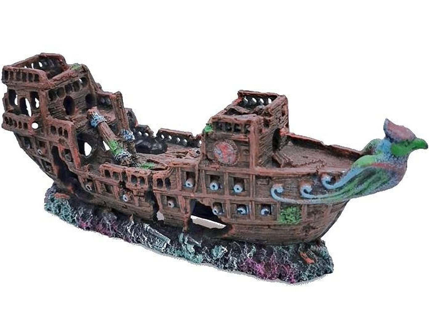 Creomg Aquarium Decorations, Aquarium Pirate Ship Decorations Fish Tank Ornaments Resin Material Shipwreck Decorations, Eco-Friendly For Freshwater Saltwater Aquarium Fish Tank Decor Sunken Ship