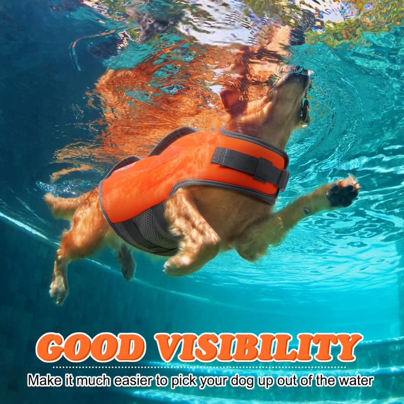 Sheripet Dog Life Jacket For Large Dogs, Dog Life Vest For Swimming With Fashion Fabric Patches, Pet Swim Vest With Reflective S