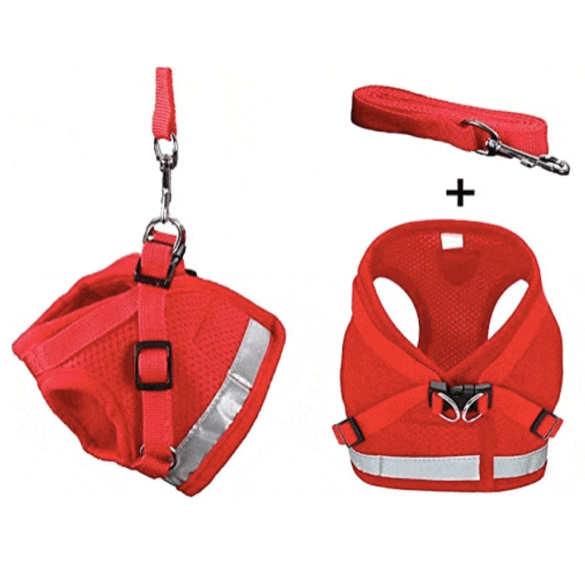 Travel Cat Harness And Leash Set - Adjustable Comfort Fit Mesh Vest Harnesses With Reflective Strap - Snug Fit Harness For Cats, Kitten For Outdoor Walking, Red, Medium (Chest 15-17.3 Inch)