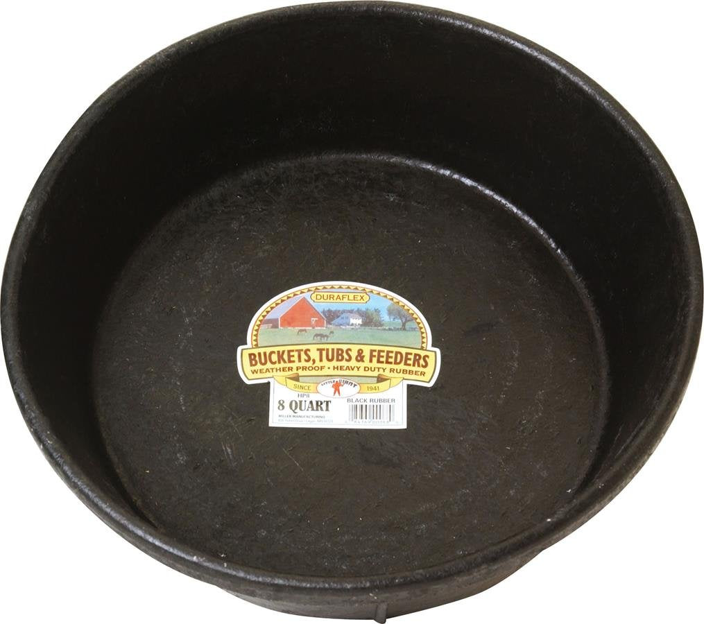 Little Giant® Heavy Duty Rubber Tub | Durable Rubber Feed Pan | Indoor & Outdoor Use | Rubber Feed Bucket | 8 Quarts