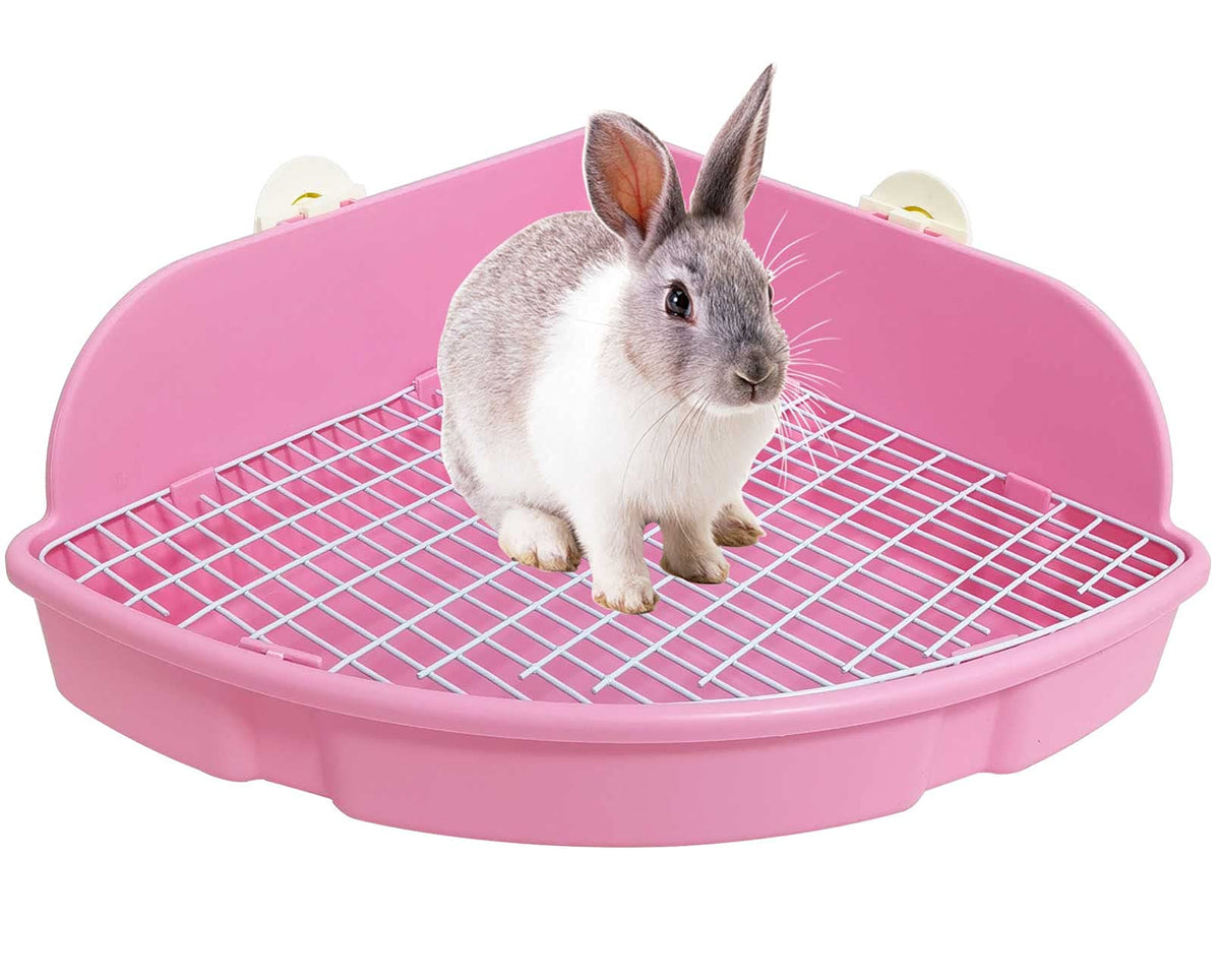 Kathson Large Rabbit Litter Box Bunny Corner Toilet Box Potty Trainer Bigger Pet Pan Small Animal Cage Toilet Bedding Box Fanshaped For Adult Guinea Pigs Chinchilla Ferret Galesaur