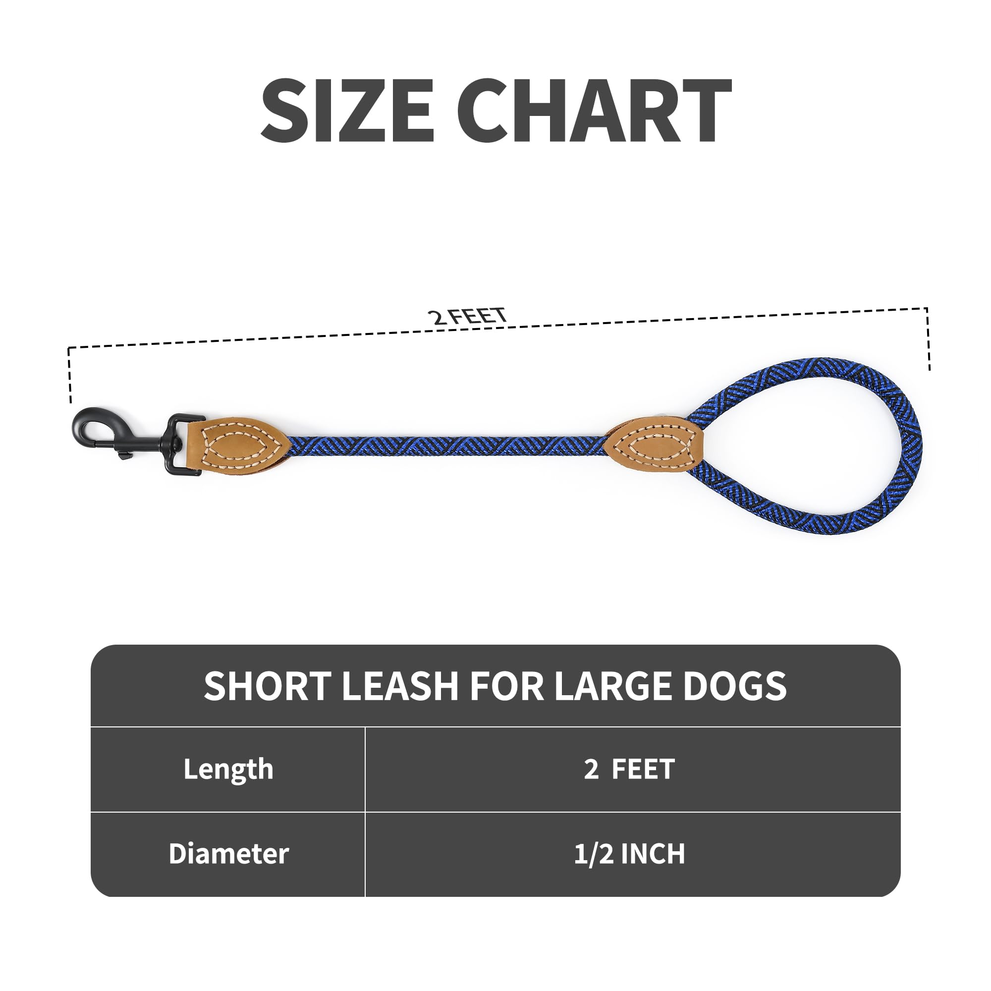 Mile High Life Short Dog Leash For Large Dogs | Mountain Climbing Dog Rope Leash With Heavy Duty Metal Sturdy Clasp | Genuine Le