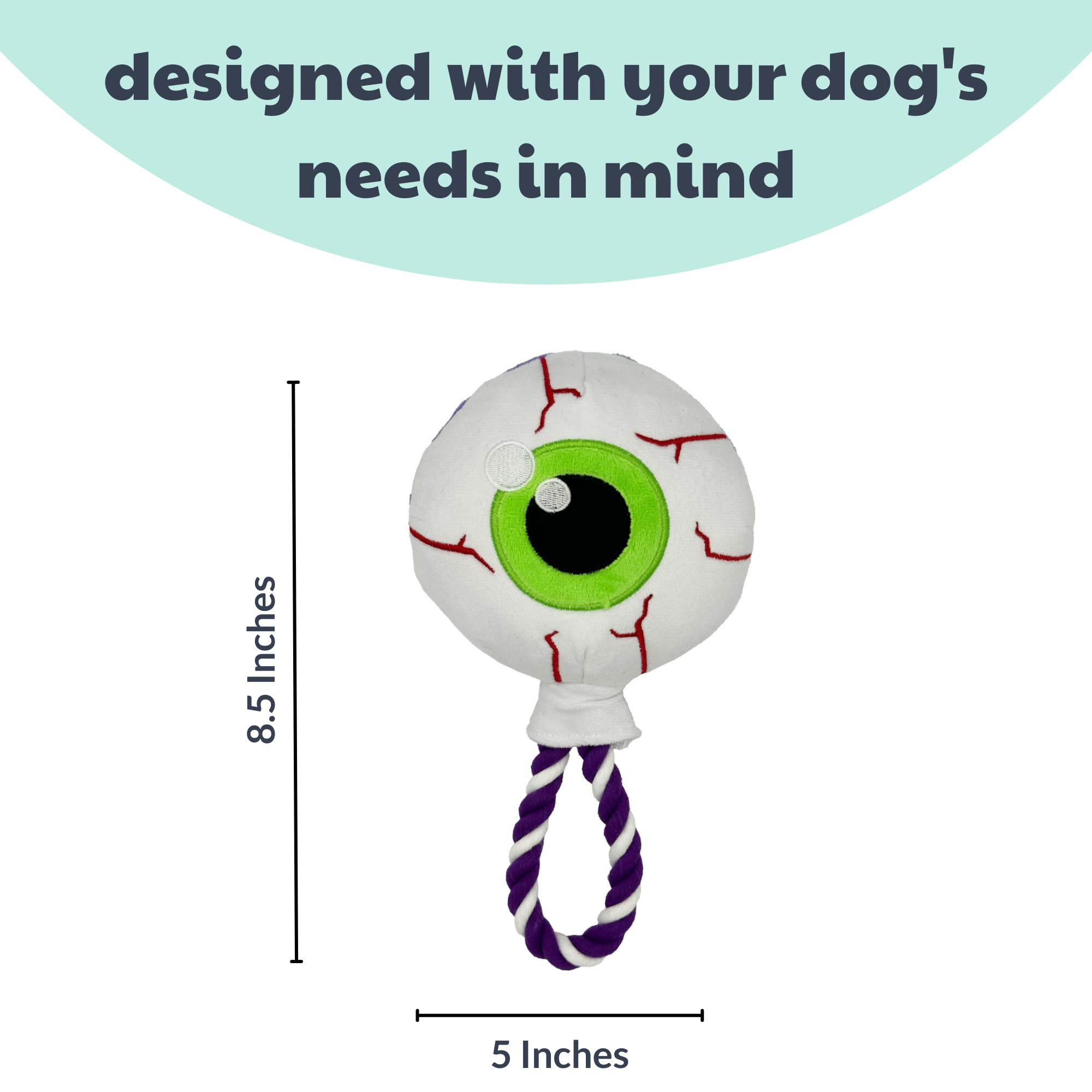 Huxley & Kent For Dogs | Eyeball Safety Pop | Halloween Fall Power Plush Dog Toy With Squeaker | Funny Dog Toy | Cute Dog Toy | H&K Squeaky Dog Toy