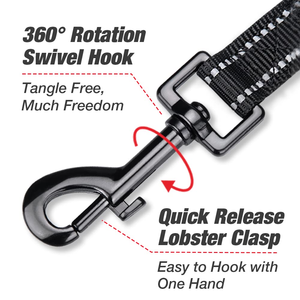 PHOEPET 5 Feet Heavy Duty Dog Leash - Reflective - Soft Padded Handle Traffic Grip for Extra Control (L,Pink)