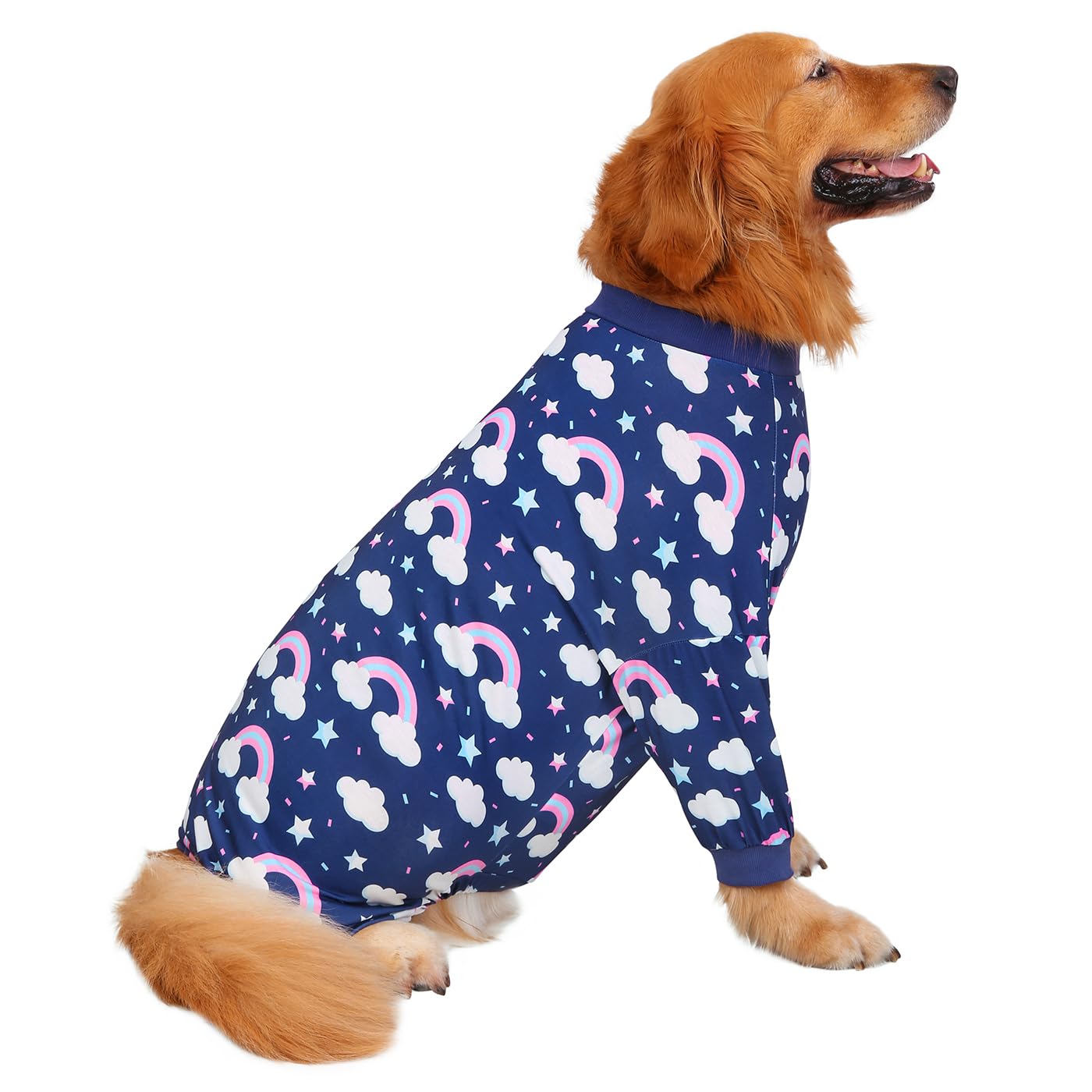 Hde Dog Pajamas One Piece Jumpsuit Lightweight Dog Pjs Shirt For M-3Xl Dogs Rainbows - L