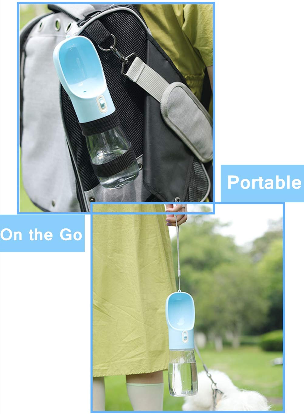 Liphier Portable Dog Travel Water Bottle - Carriable Puppy Water Dispenser For Traveling｜Walking｜Outdoor Activities - Blue
