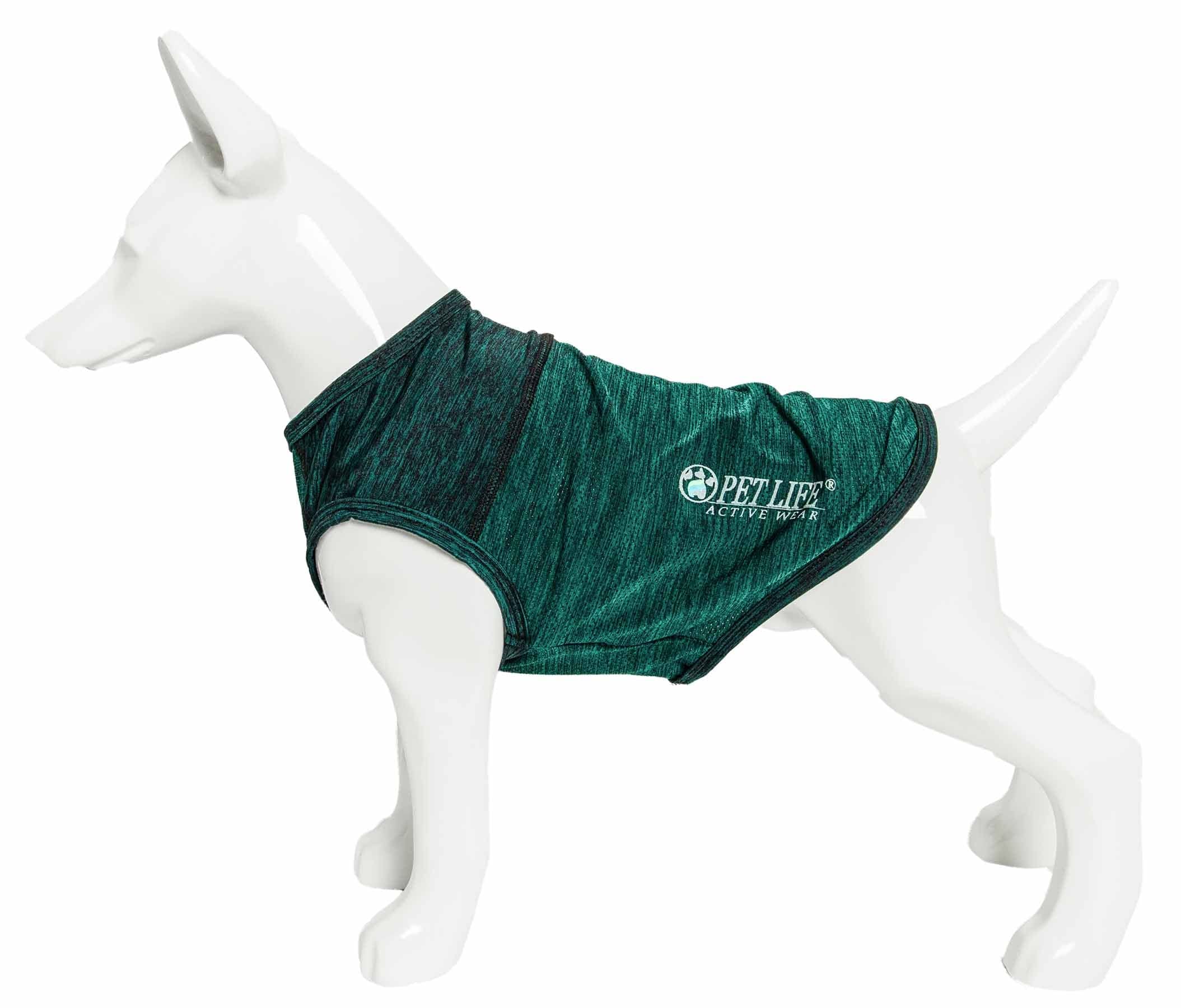 Pet Life Active 'Aero-Pawlse' Heathered Quick-Dry And 4-Way Stretch-Performance Dog Tank Top T-Shirt(D0102H7Ltn7.)