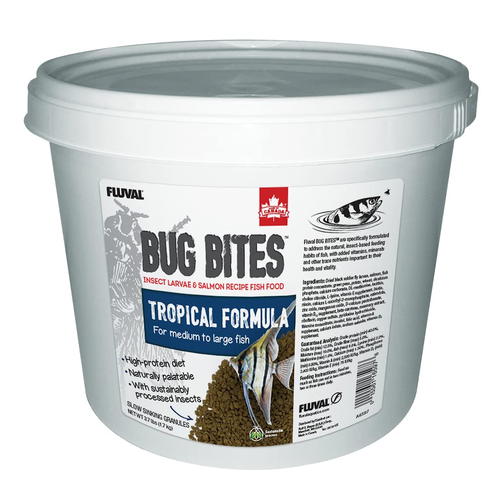 Fluval Bug Bites Tropical Fish Food, Large Granules For Medium To Large Sized Fish, 3.74 Lb., A6597, Brown