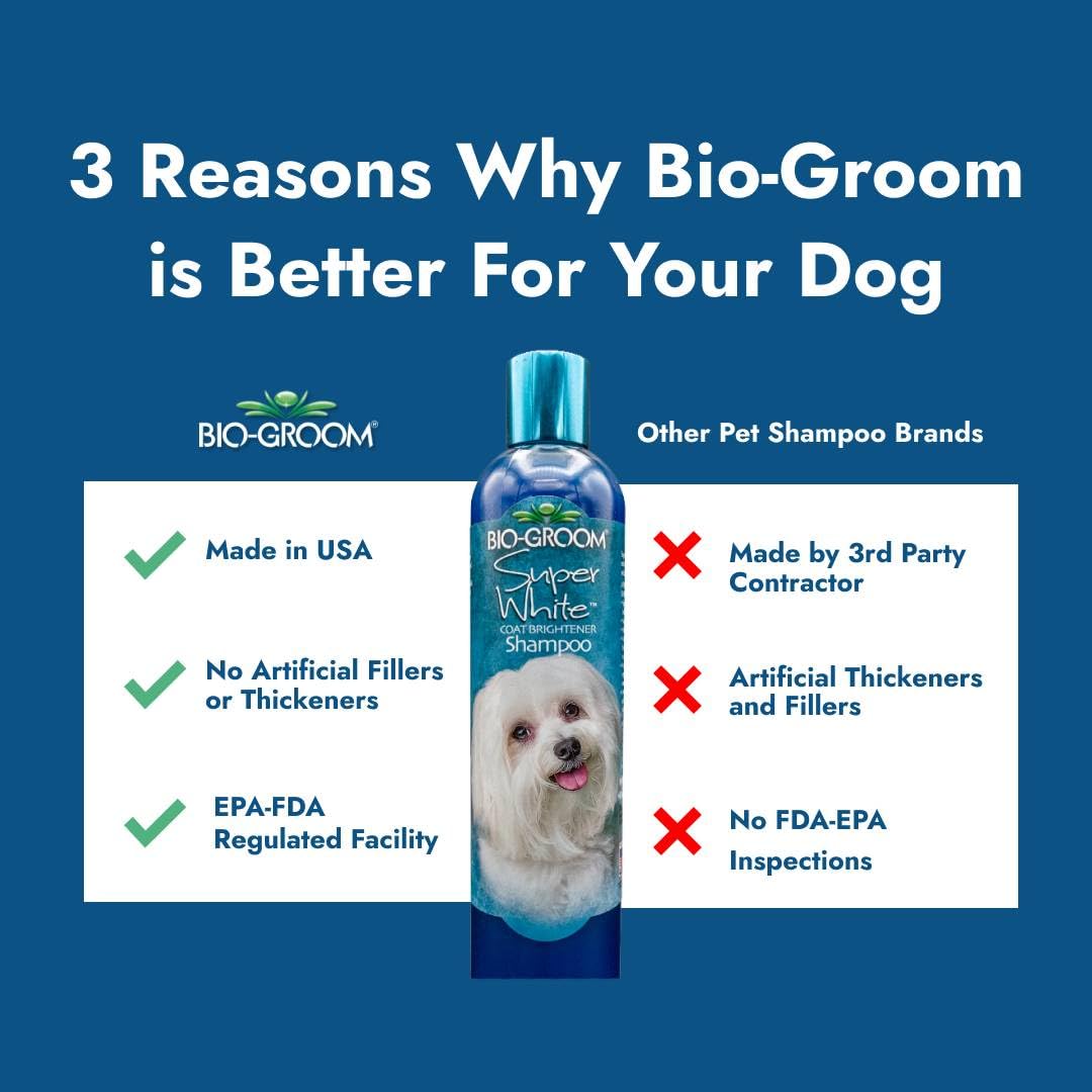 Bio-Groom Super Whitening Dog Shampoo – Whitening Pet Shampoo, Dog Bathing Supplies, Puppy Wash, Dog Grooming Supplies, Cruelty-Free – 12 Fl Oz 1-Pack