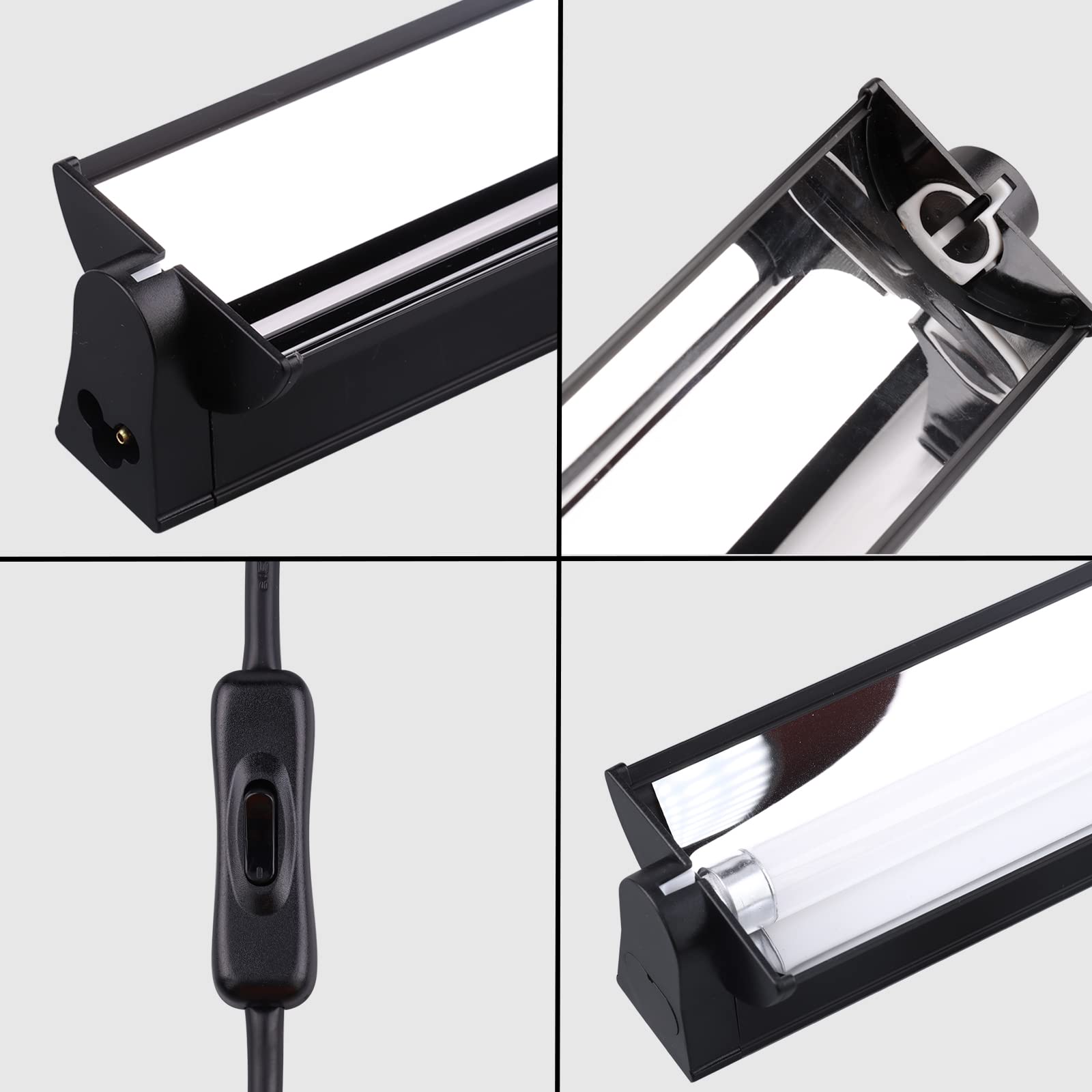 Aiicioo T5 UVB Lighting Combo Kit - Desert 10.0 Terrarium Hood Light Fixture & High Output T5 HO UVB Bulb for Reptiles Chameleon