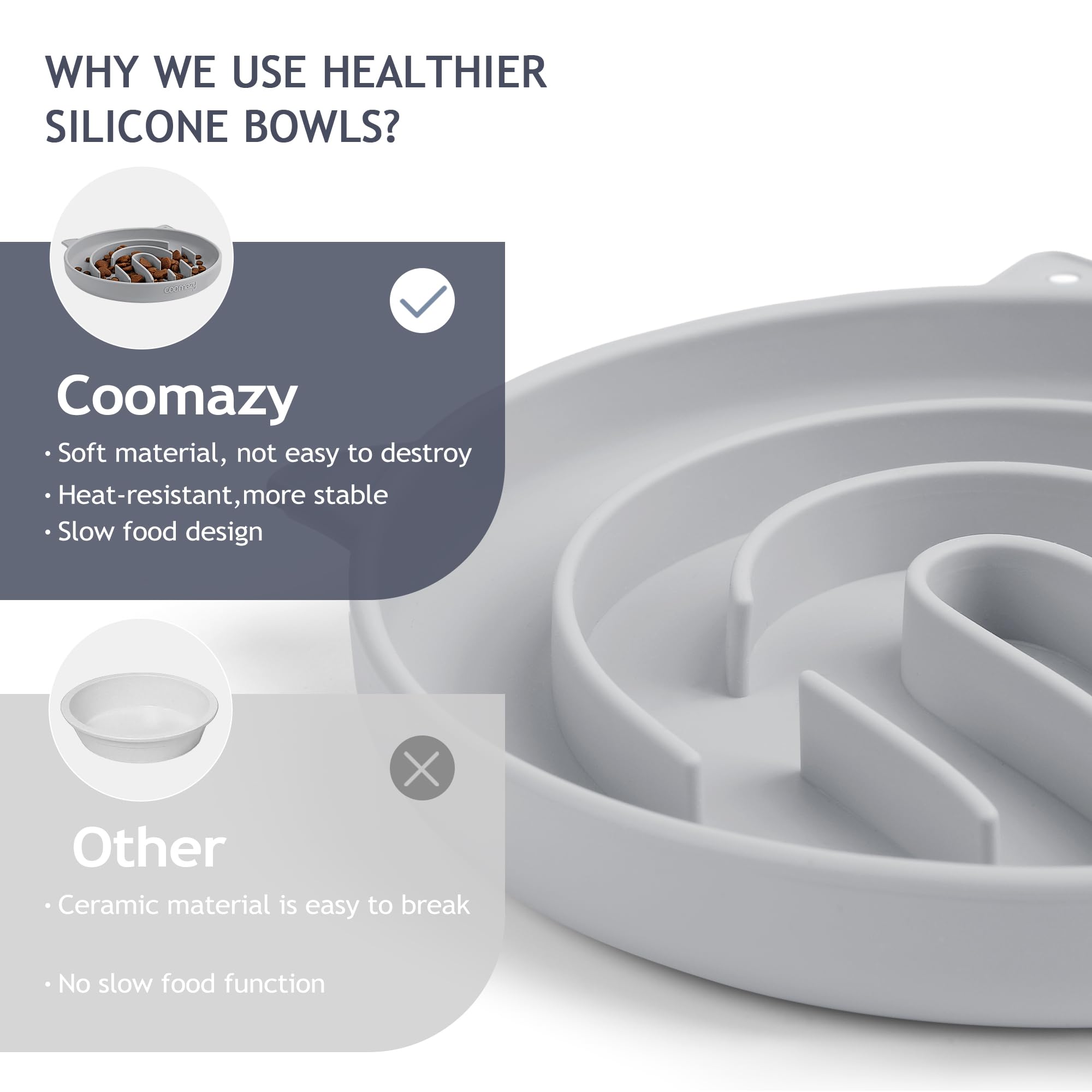Coomazy Silicone Slow Feeder Dog Cat Bowls, Interactive Puzzle Toy for Pets Food Training, Keeps Dogs Cats Busy, Prevents Puppy