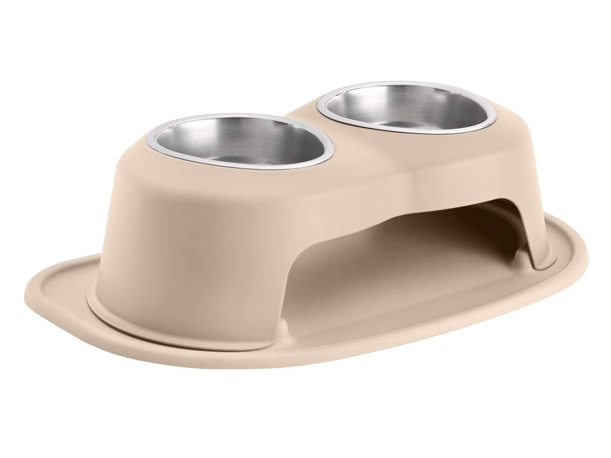 Weathertech Double High Pet Feeding System - Elevated Dog/Cat Bowls - 6 Inch High Tan (Dhc3206Tntn)