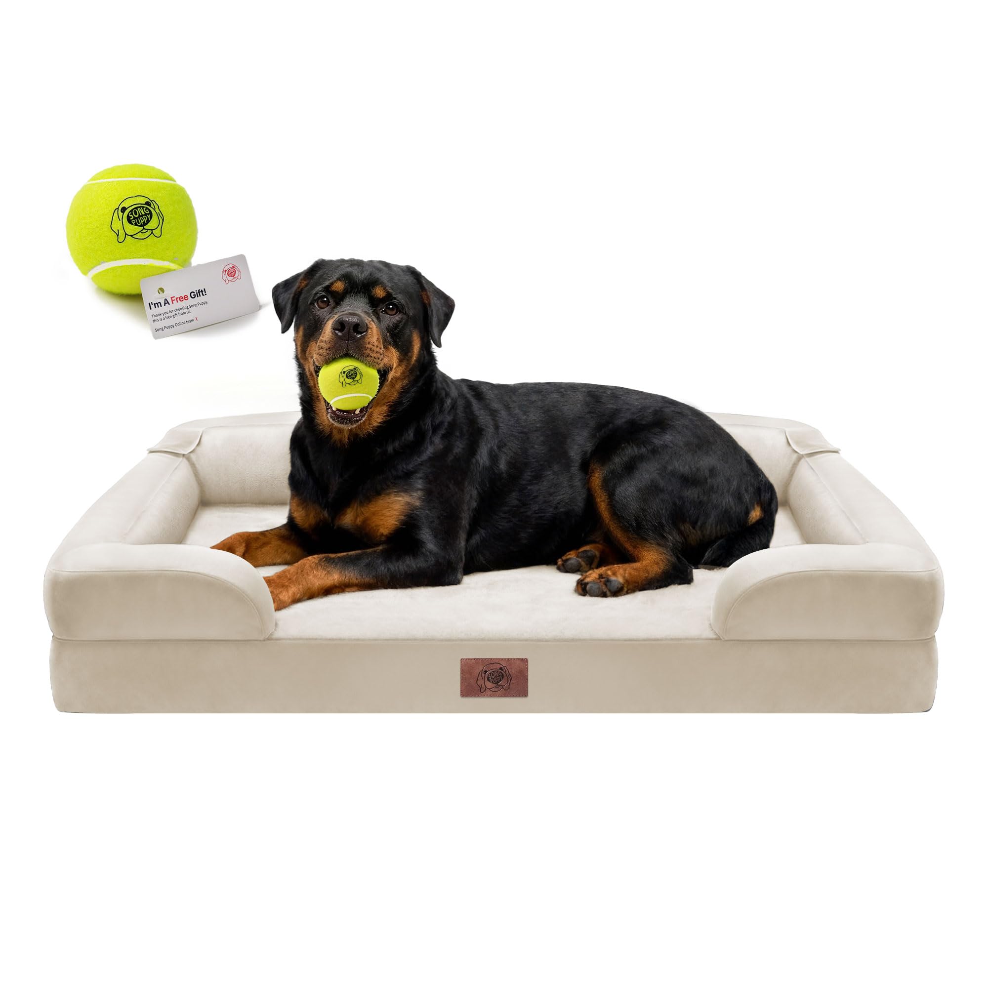 Orthopedic Dog Bed for Extra Large Dogs, XXL Waterproof Egg Crate Memory Foam Pet Bed Bolsters with Removable Washable Cover & N