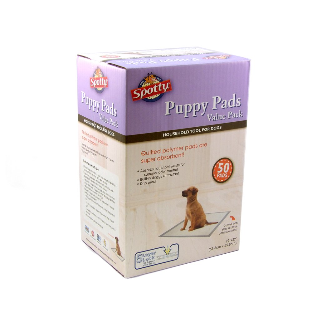 Spotty Super Absorbent Heavy Duty 5 Layer Housebreaking Training Leak Proof Pet Puppy Dog Pee Pads, 50 Ct