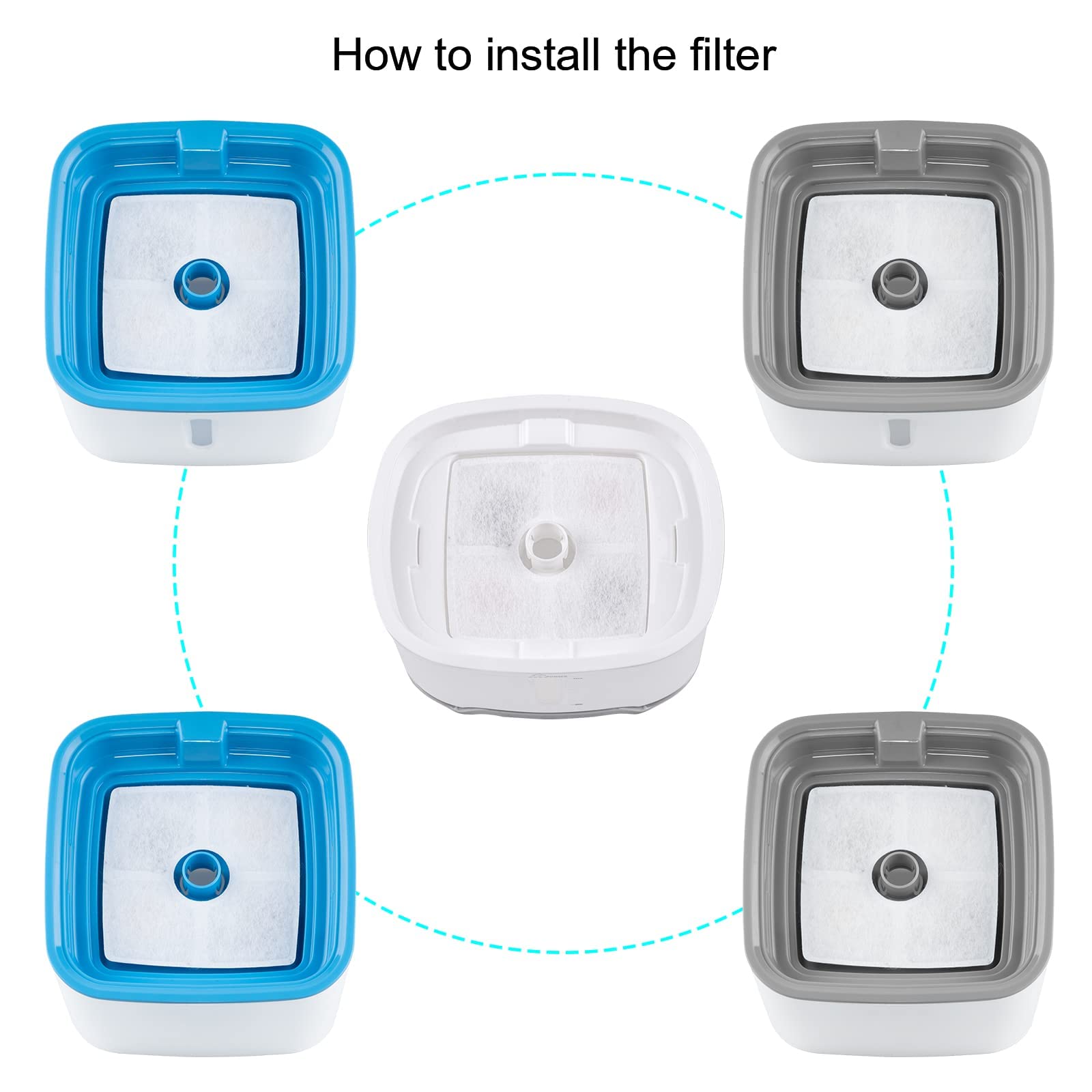 Wonder Creature Cat Water Fountain Filter, Square Cat Fountain Replacement Filters, 8 Carbon Filters Pack