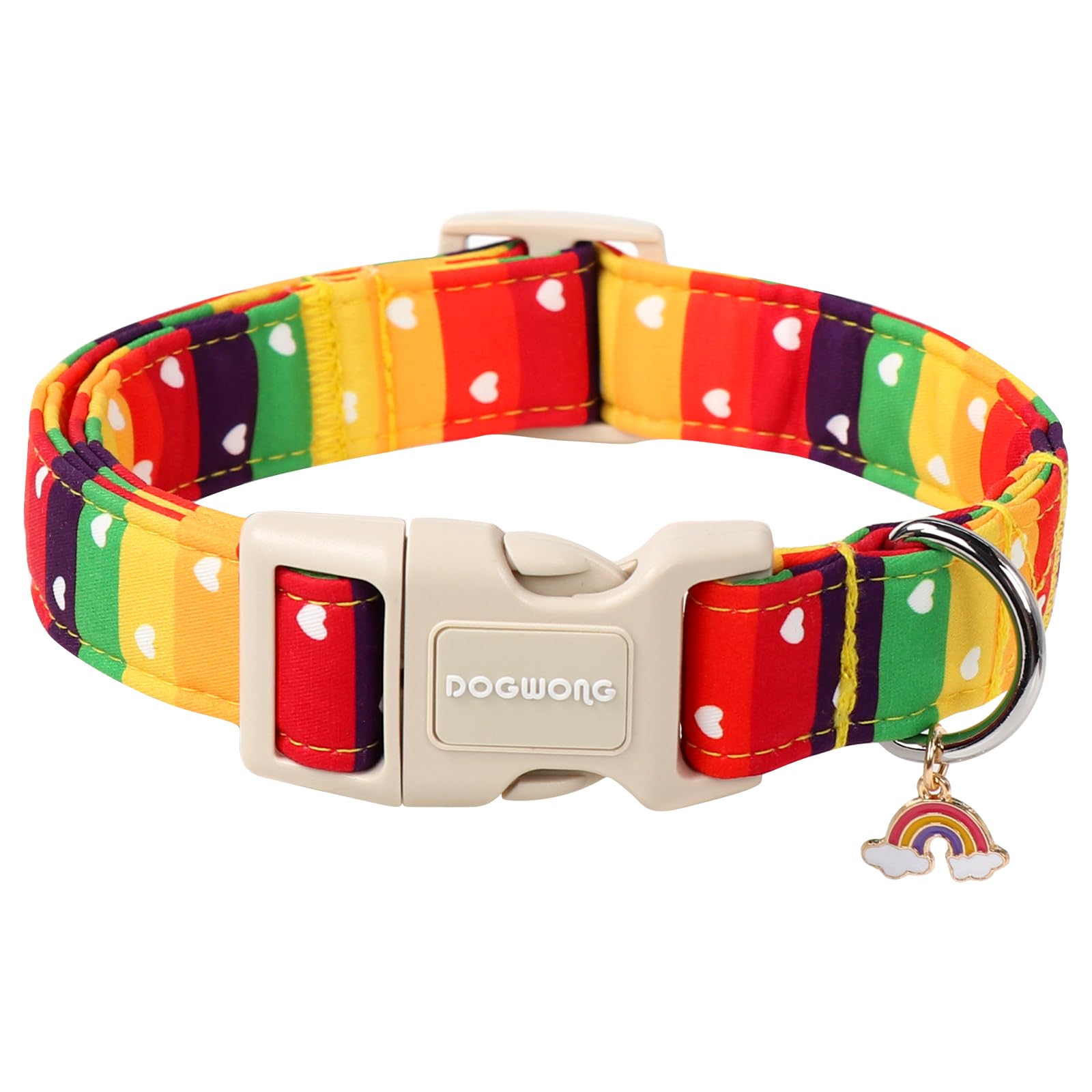 Dogwong Lgbt Dog Collar, Rainbow Lgbtq Dog Collars, Adjustable Cute Pride Lgbt Pet Collars Design Quick Release Buckle Dogs Neck