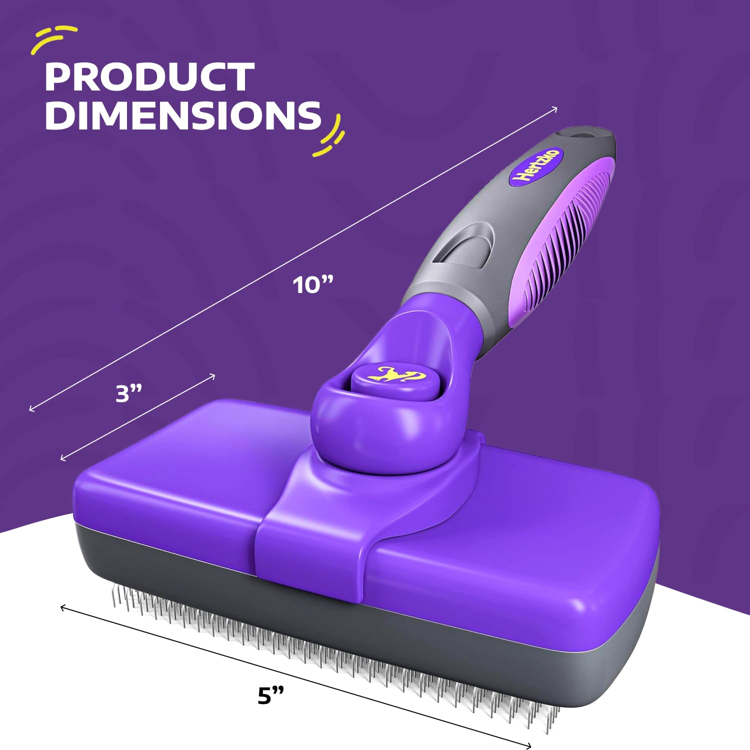 Hertko Dog & Cat Brush, Dog Brush For Shedding, Cat & Dog Grooming, Self Cleaning Slicker Brush For Pets, Grooming Brushes For L