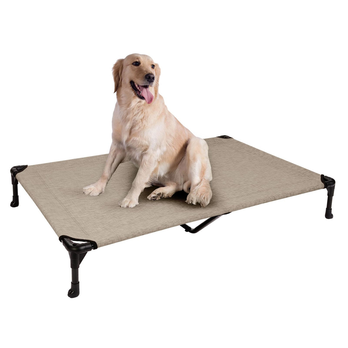 Veehoo Cooling Elevated Dog Bed, Portable Raised Pet Cot With Washable & Breathable Mesh, No-Slip Feet Durable Dog Cots Bed For Indoor & Outdoor Use, X Large, Cwc1803-Xl Beige Coffee
