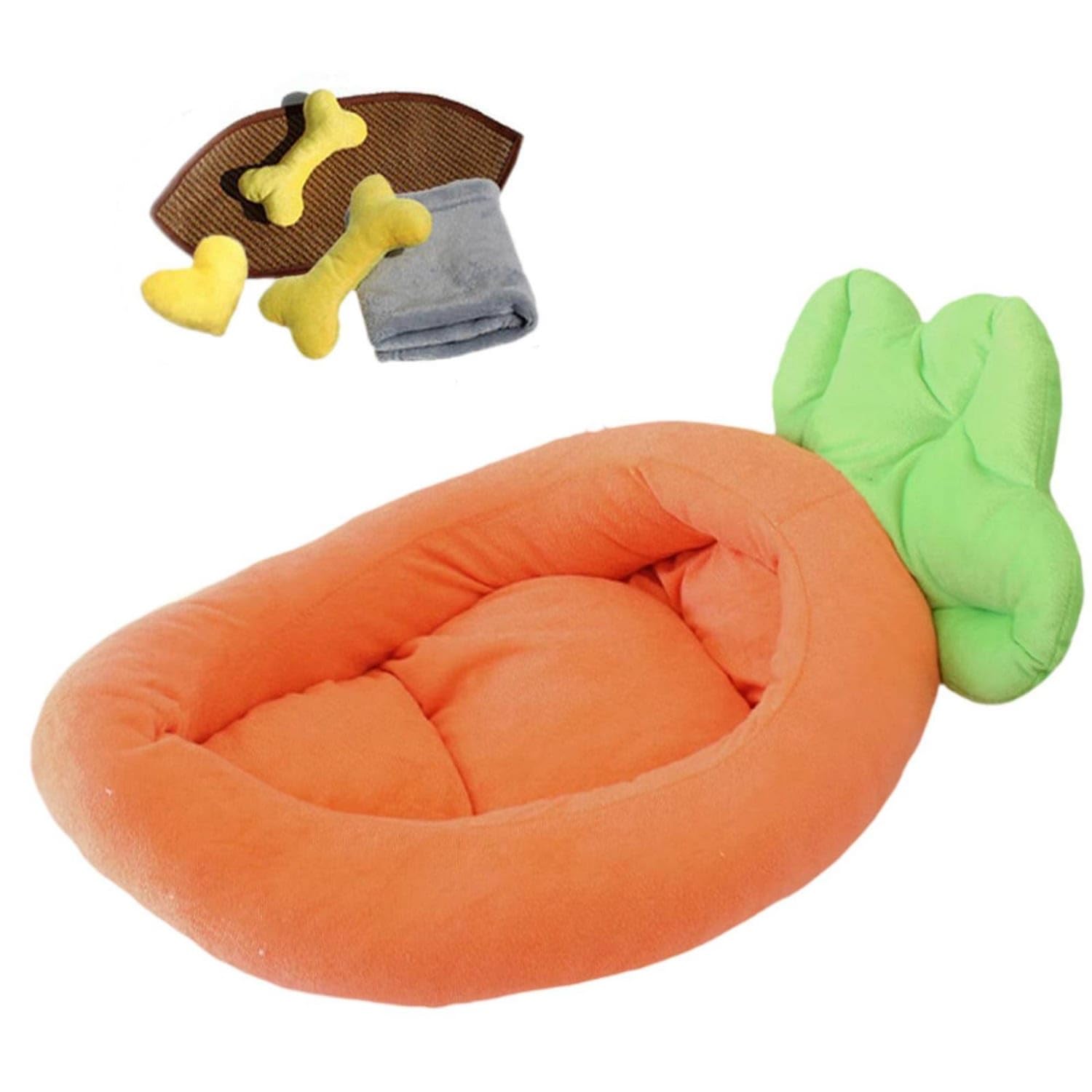 Velvety Carrot Pet Bed Cozy Pet Bed with Removable Cover Padded Animal Lounger Soft for Small Dogs, Young Dogs, Kittens, Living 