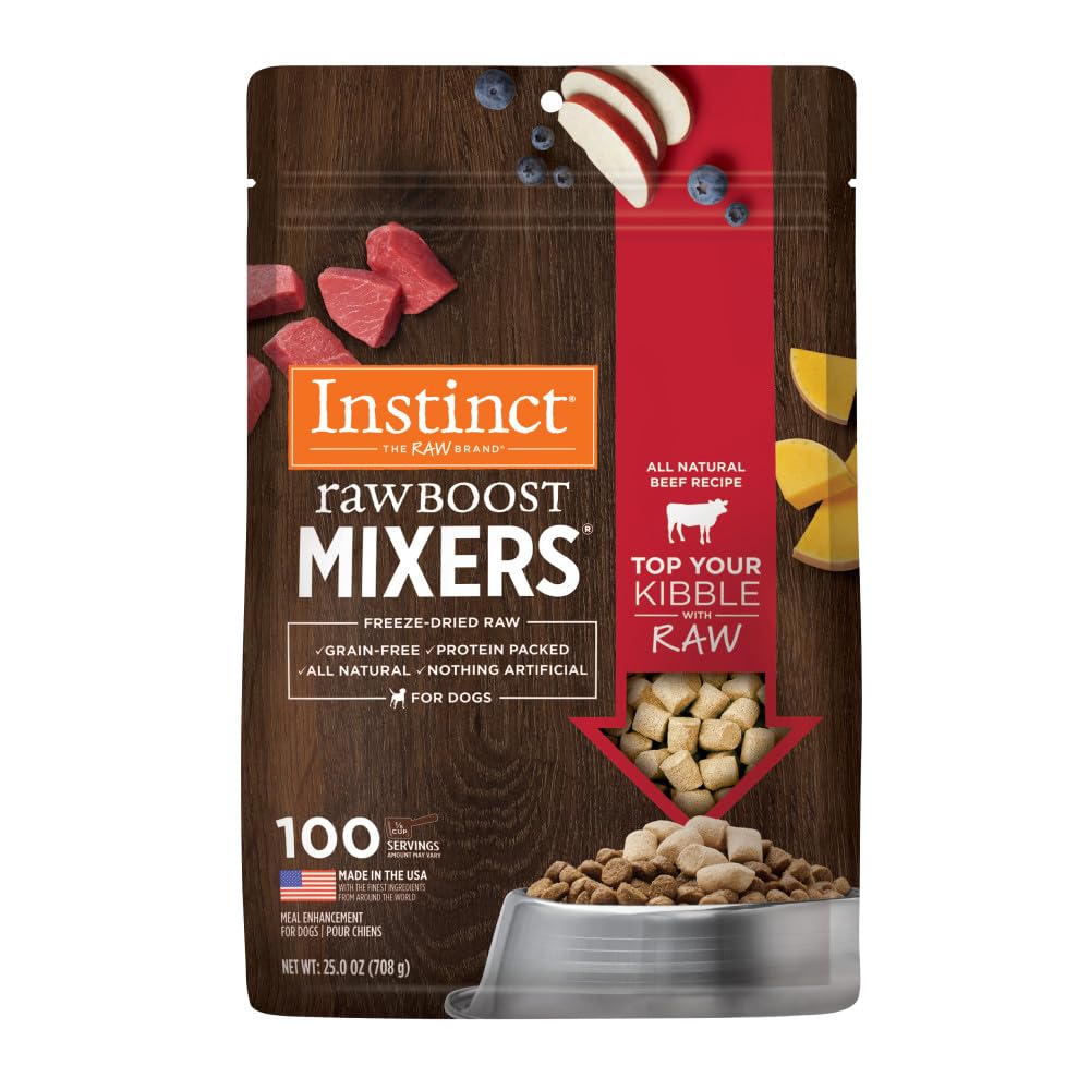 Instinct Raw Boost Mixers Freeze Dried Dog Food Toppers for Dry Food, Grain Free Dog Food Toppers with Beef for Dogs, 25 oz