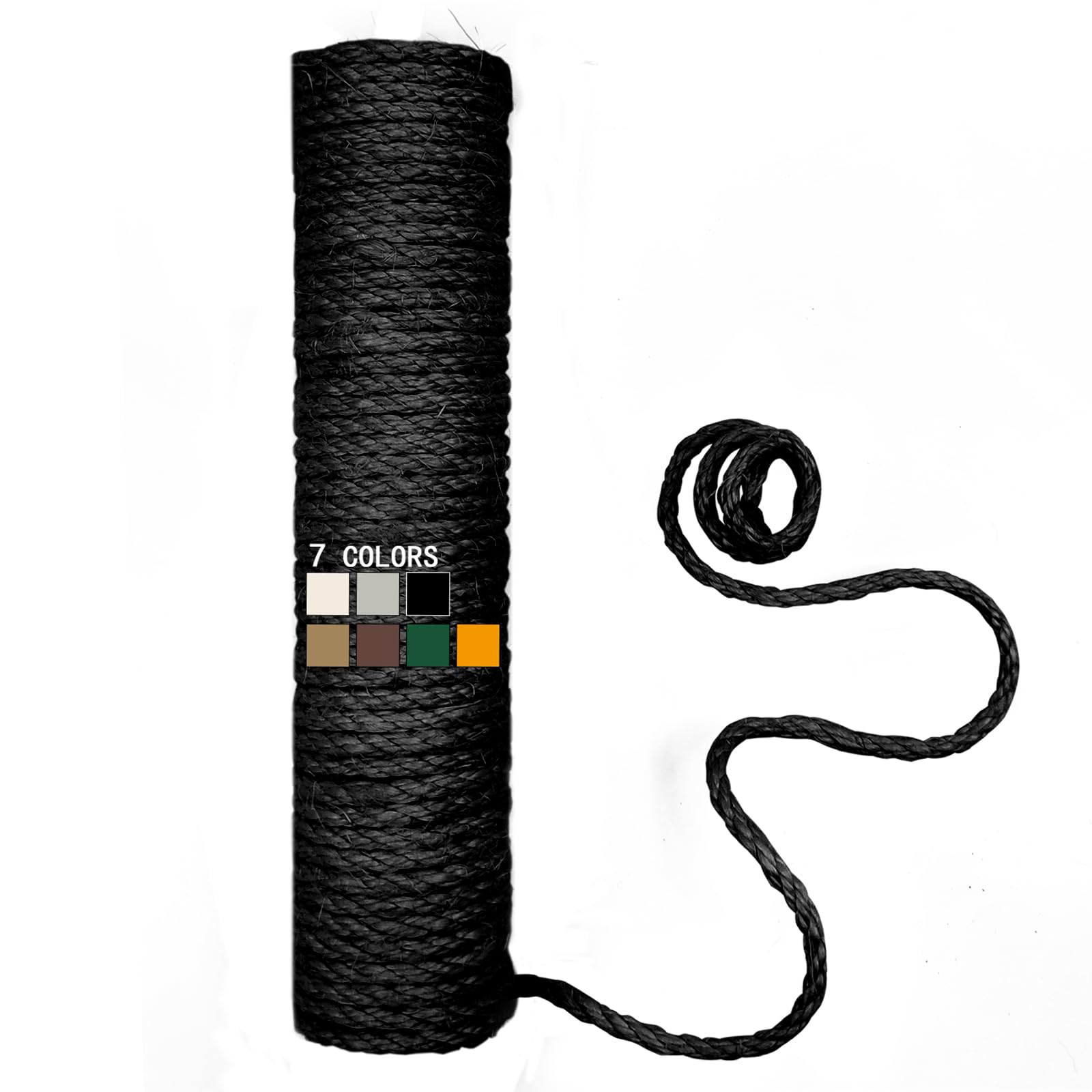Xrzitky Natural Sisal Rope For Cat Scratcher, 1/4 Inch 65Ft Sisal Rope For Cat Scratching Post Repair Replacement, Multi Color C
