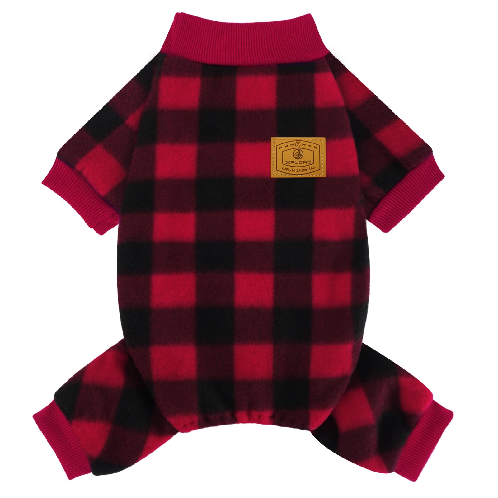 XPUDAC Dog Christmas Pajamas Plaid Dog Clothes for Small Medium Dogs Girl Boy Fleece Dog Sweater for Winter Christmas(Large)