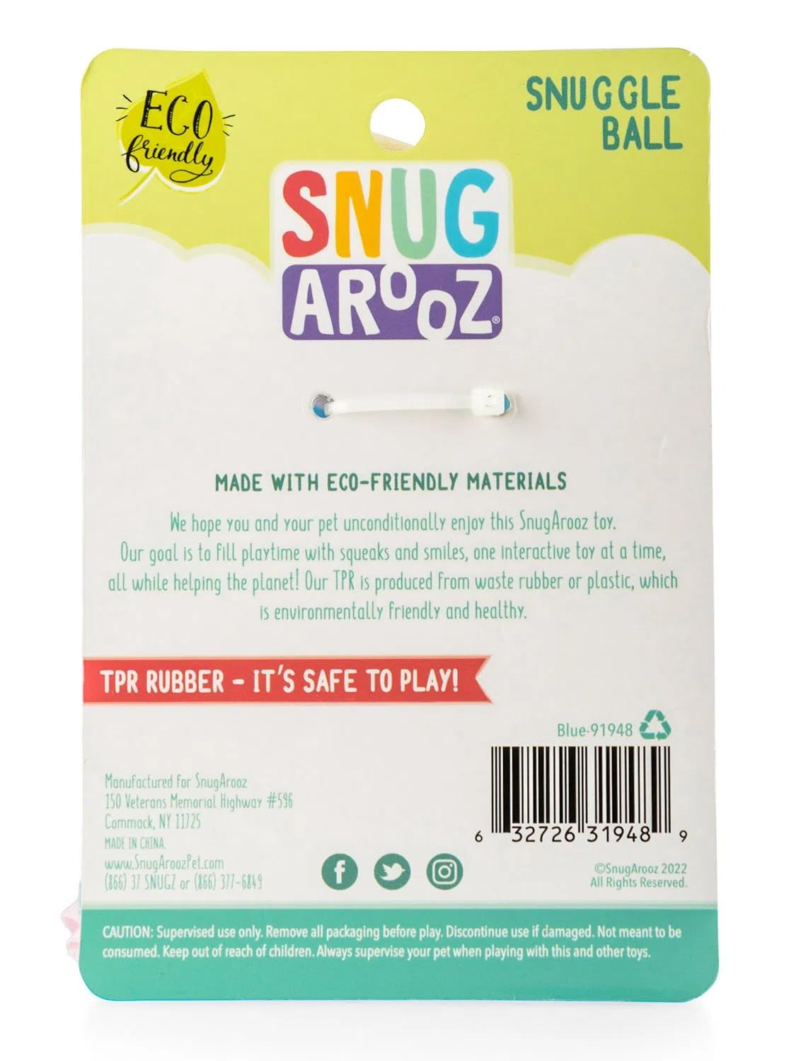 Snugarooz Snuggle Ball Puppy Toy ?Blue - 8.5 Inch Soft & Durable Tpr Toy For Puppies - Aids Dental Health - Made From Eco Friendly Materials