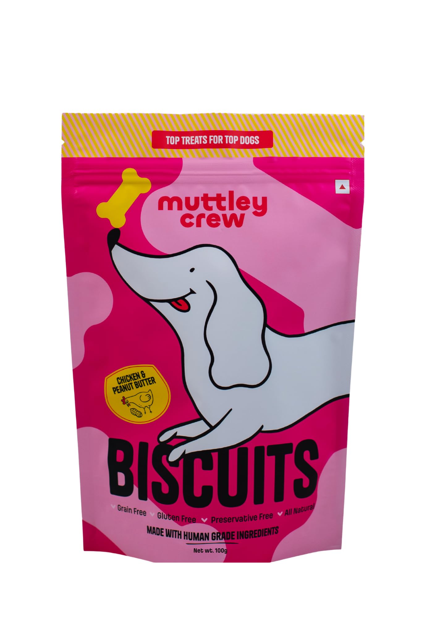Muttley Crew Chicken & Peanut Butter Dog Biscuits With Real Chicken Meat | Healthy Adult Dog Treats For Easy Digestion (100 Gram